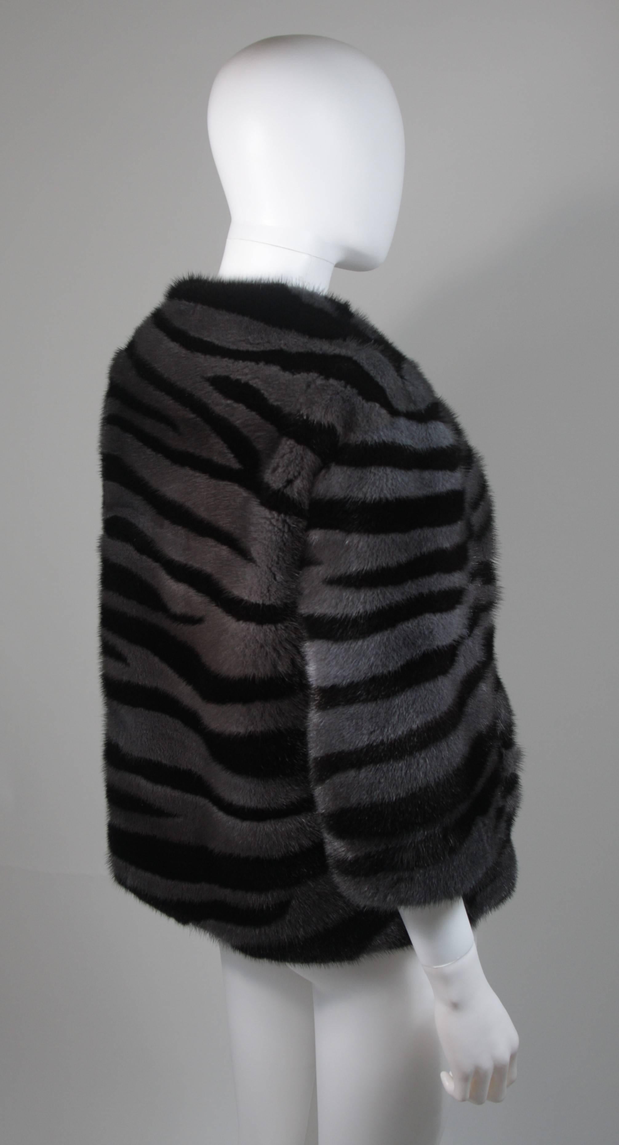 Marc Jacobs Black and Grey Striped Mink Jacket Size 4 1