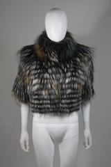 Silver Fox Jacket with Teal and Yellow Multicolor Highlights Size S M L