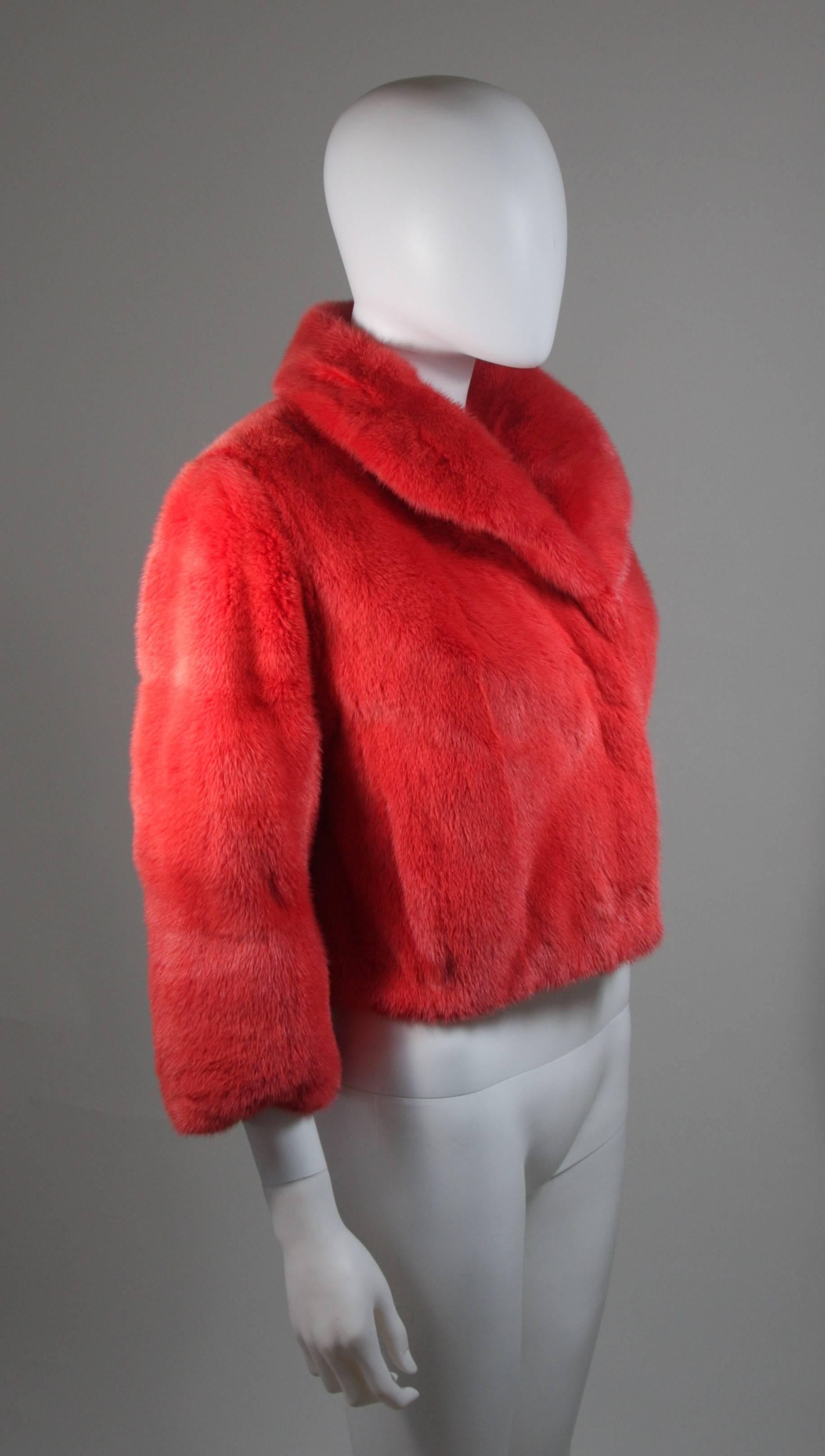 Female Mink Jacket in Strawberry Custom Order in Your Size In Excellent Condition In Los Angeles, CA