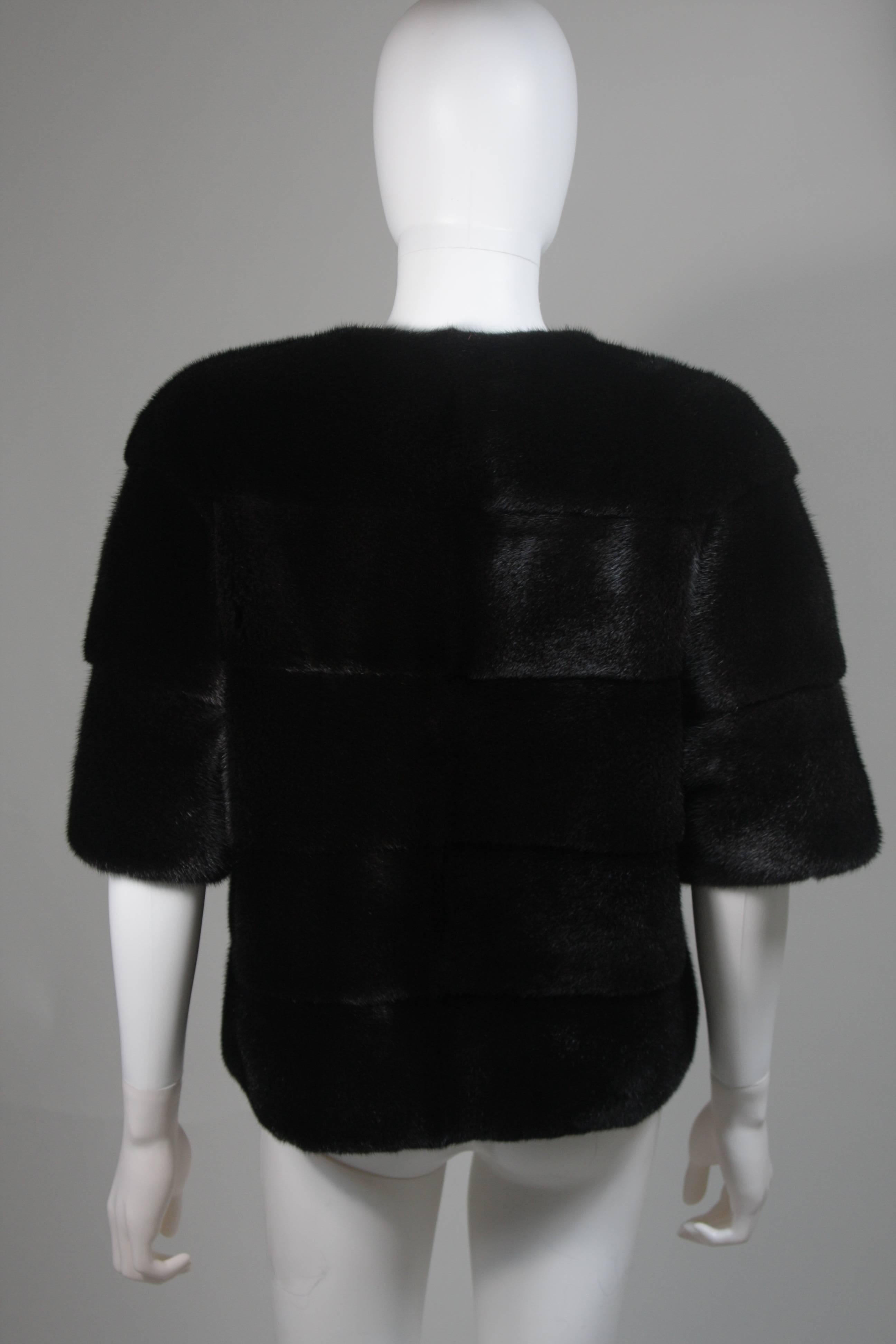 Chaqueta de visón en rancho marrón oscuro con pieles horizontales Talla 10 42 3