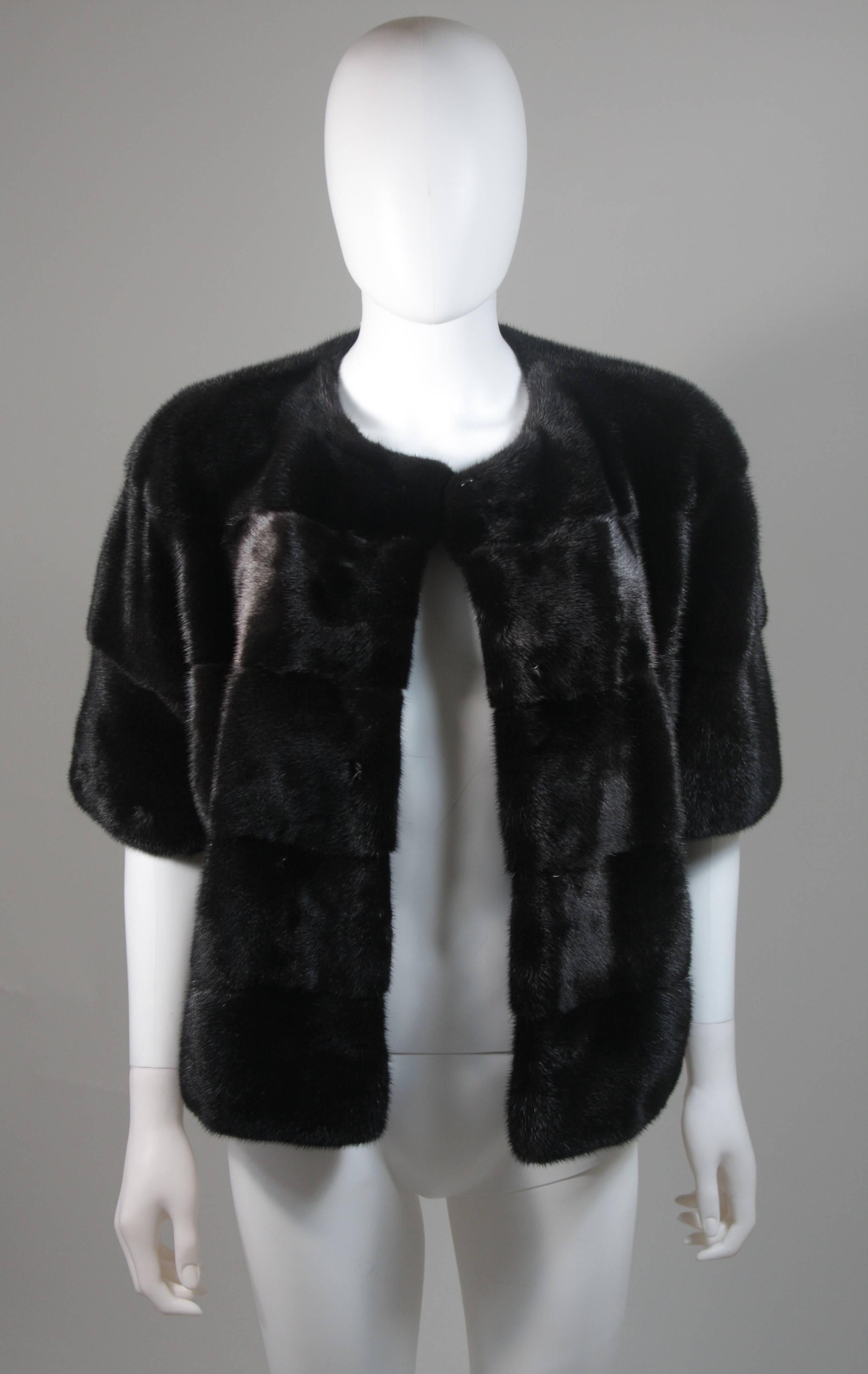 Chaqueta de visón en rancho marrón oscuro con pieles horizontales Talla 10 42 4