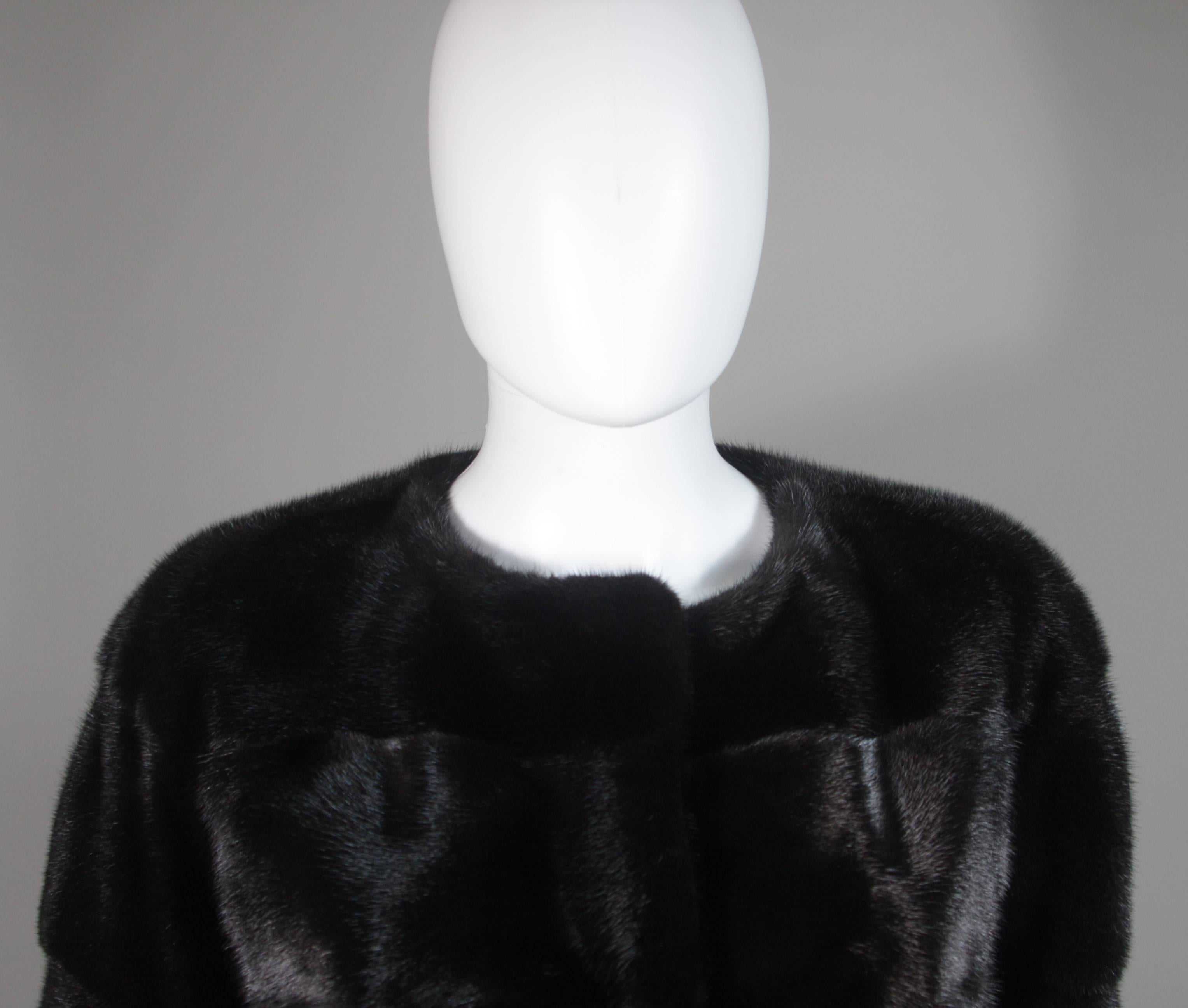 Chaqueta de visón en rancho marrón oscuro con pieles horizontales Talla 10 42 Negro