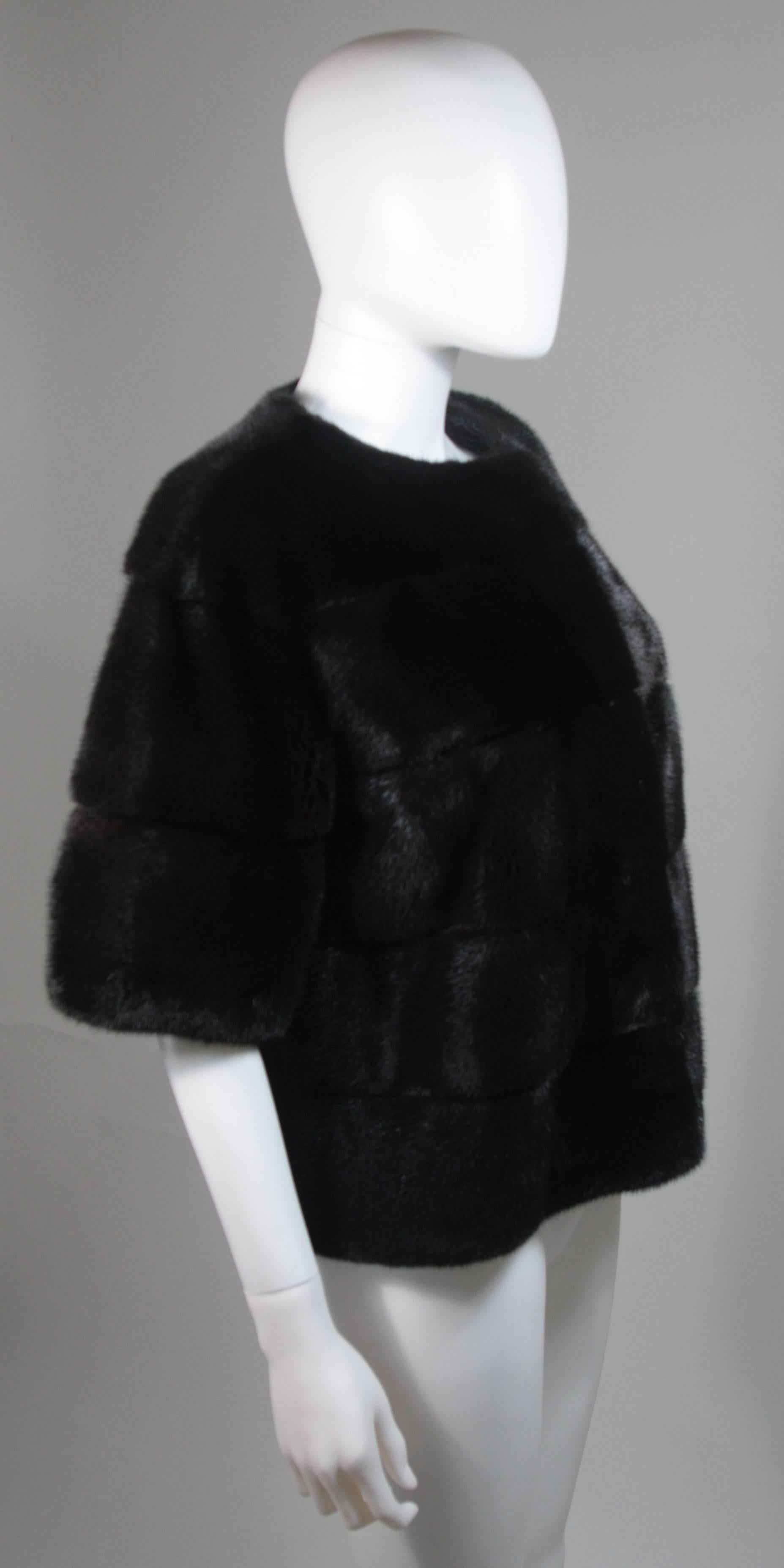 Mink Jacket in Dark Brown Ranch with Horizontal Pelts Size 10 42 In Excellent Condition In Los Angeles, CA