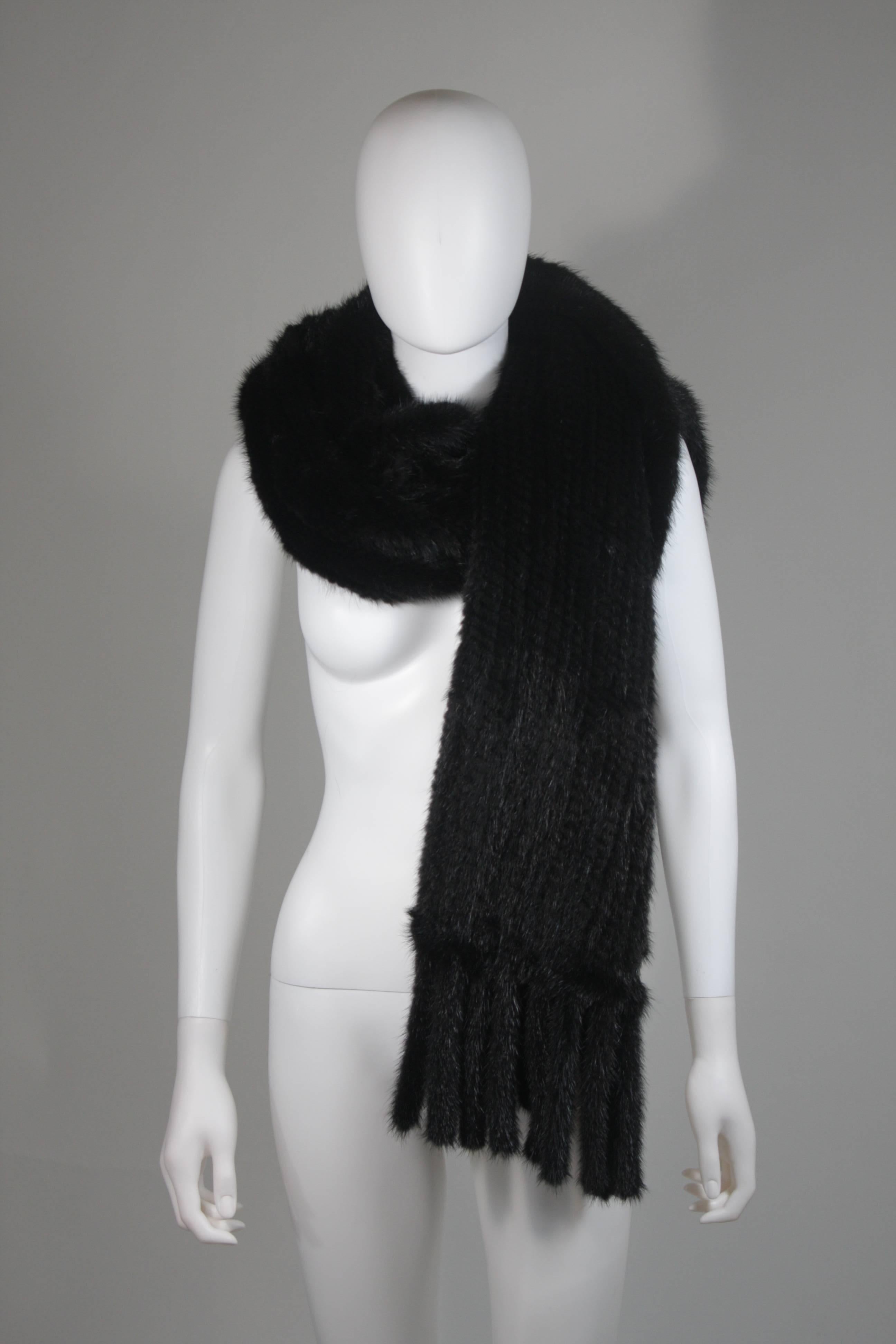 Dark Brown Ranch Mink Stole with Fringe and Pockets For Sale at 1stDibs