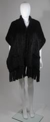 Dark Brown Ranch Mink Stole with Fringe and Pockets