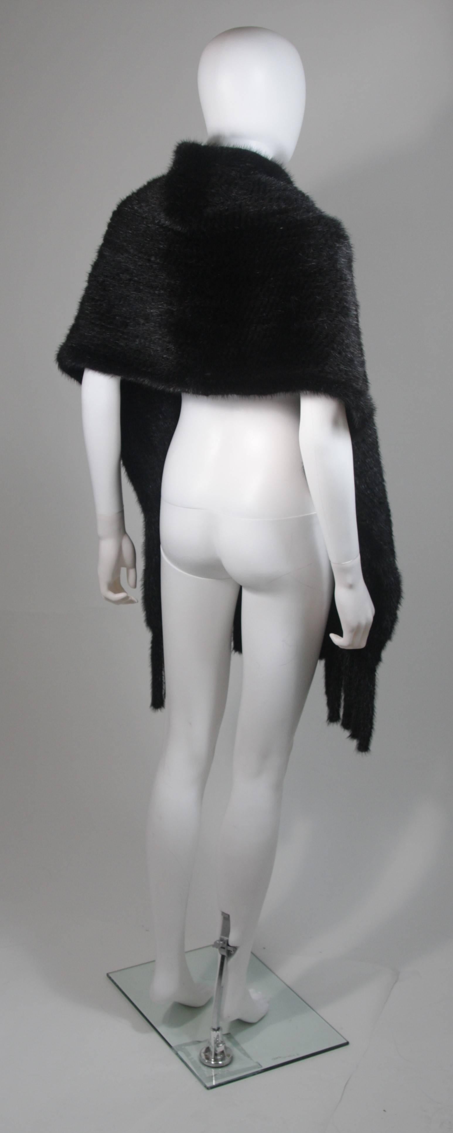 Dark Brown Ranch Mink Stole with Fringe and Pockets For Sale 3