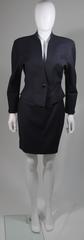 Thierry Mugler Navy Skirt Suit with Dolman Style Sleeves Size 38