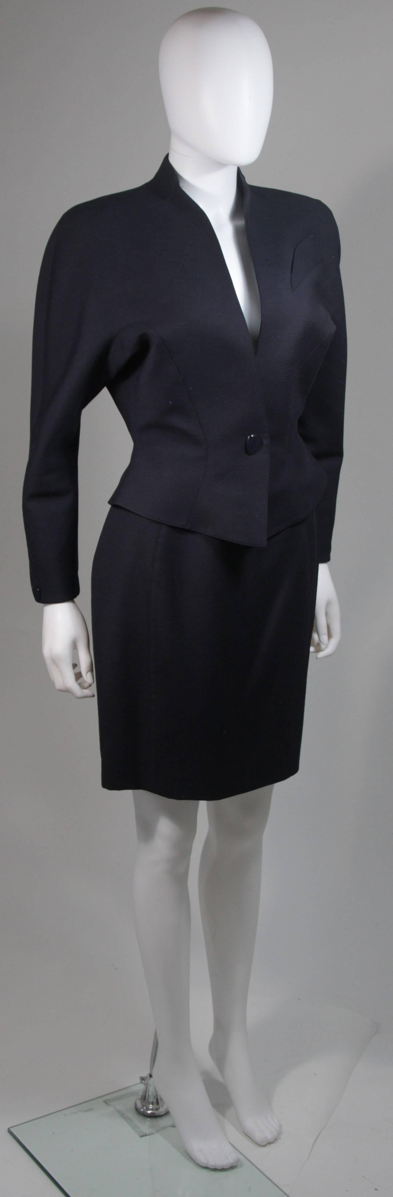 Thierry Mugler Navy Skirt Suit with Dolman Style Sleeves Size 38 In Excellent Condition In Los Angeles, CA