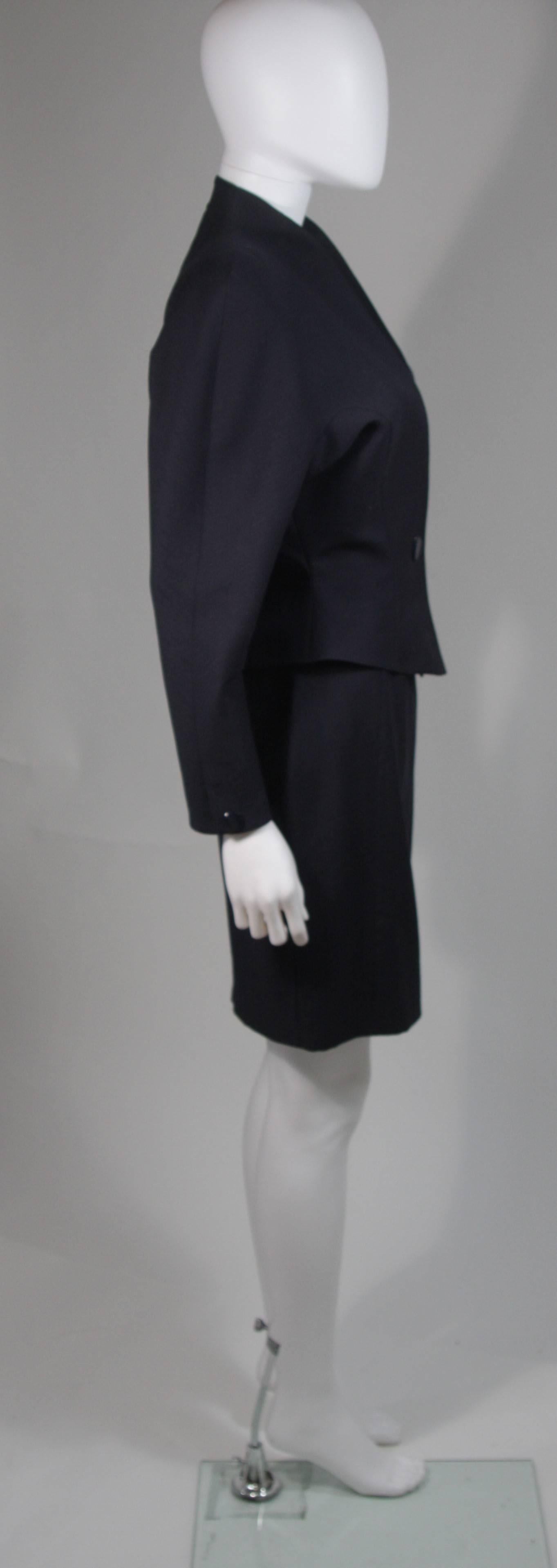 Women's Thierry Mugler Navy Skirt Suit with Dolman Style Sleeves Size 38