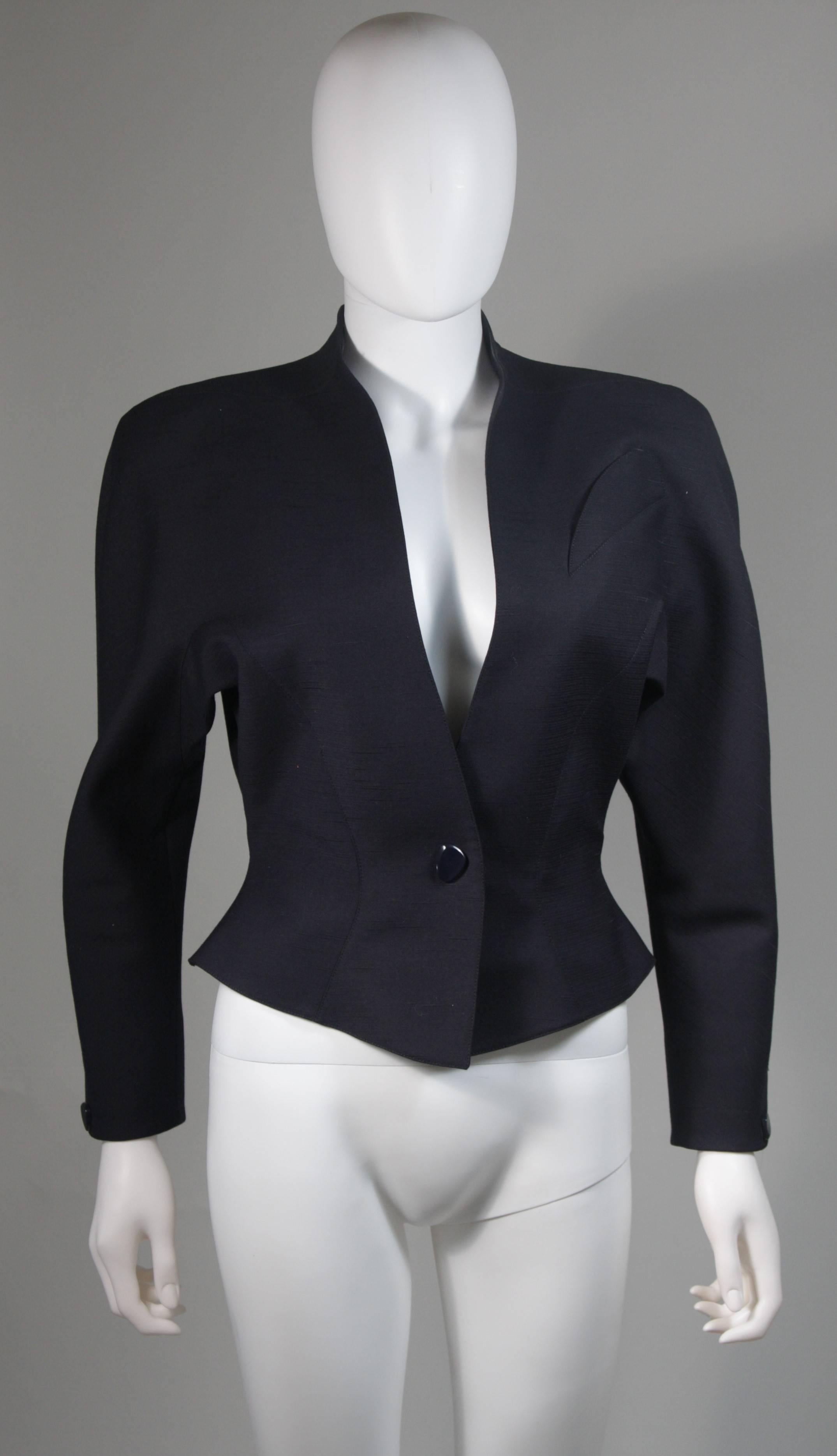 Thierry Mugler Navy Skirt Suit with Dolman Style Sleeves Size 38 3