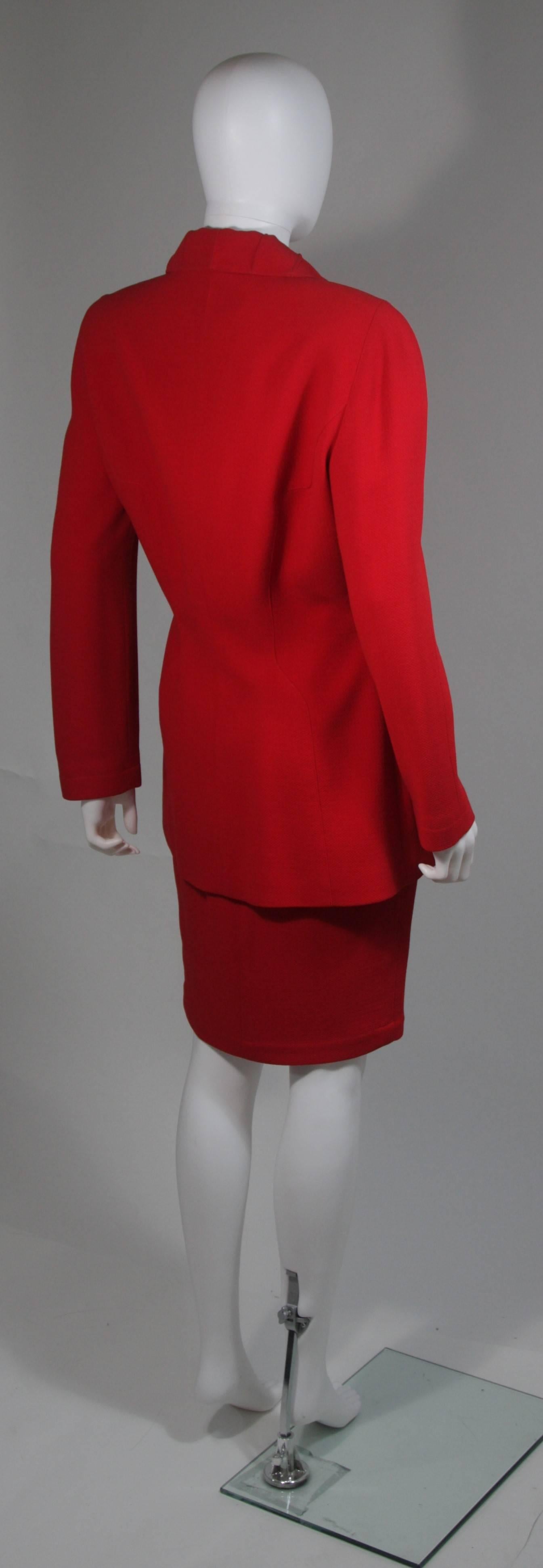 Thierry Mugler Contoured Red Skirt Suit Size Size 40 In Excellent Condition For Sale In Los Angeles, CA