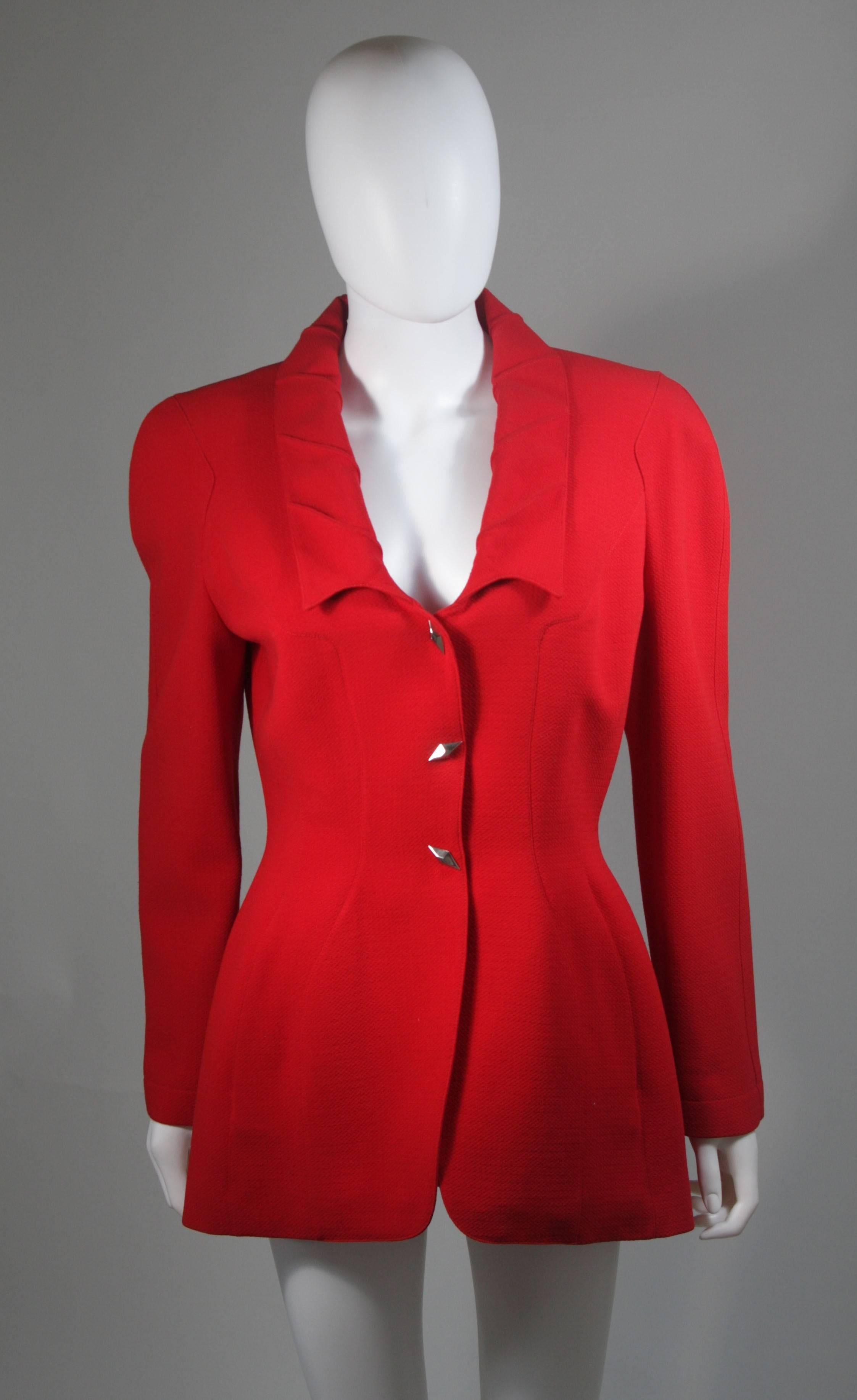 Thierry Mugler Contoured Red Skirt Suit Size Size 40 For Sale 1