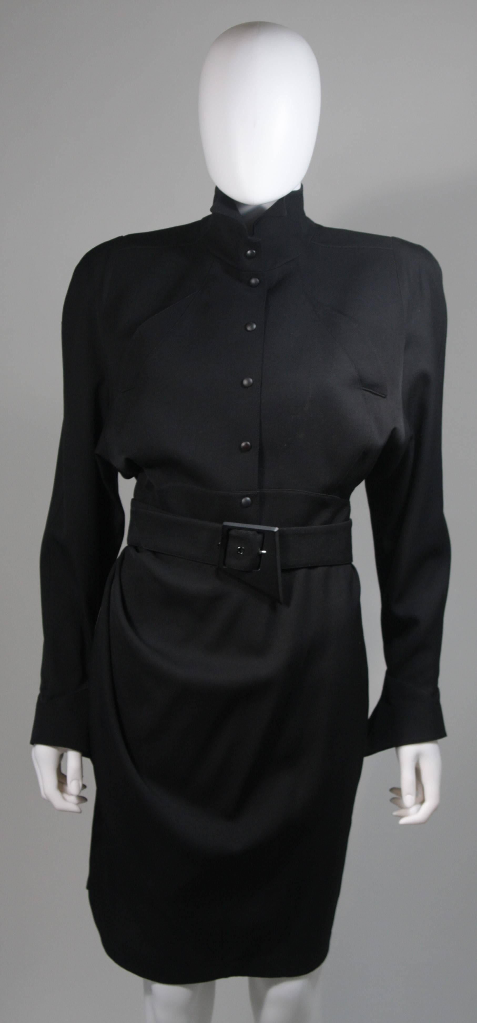 Thierry Mugler Black Wrap Style Dress Size Medium  In Excellent Condition For Sale In Los Angeles, CA