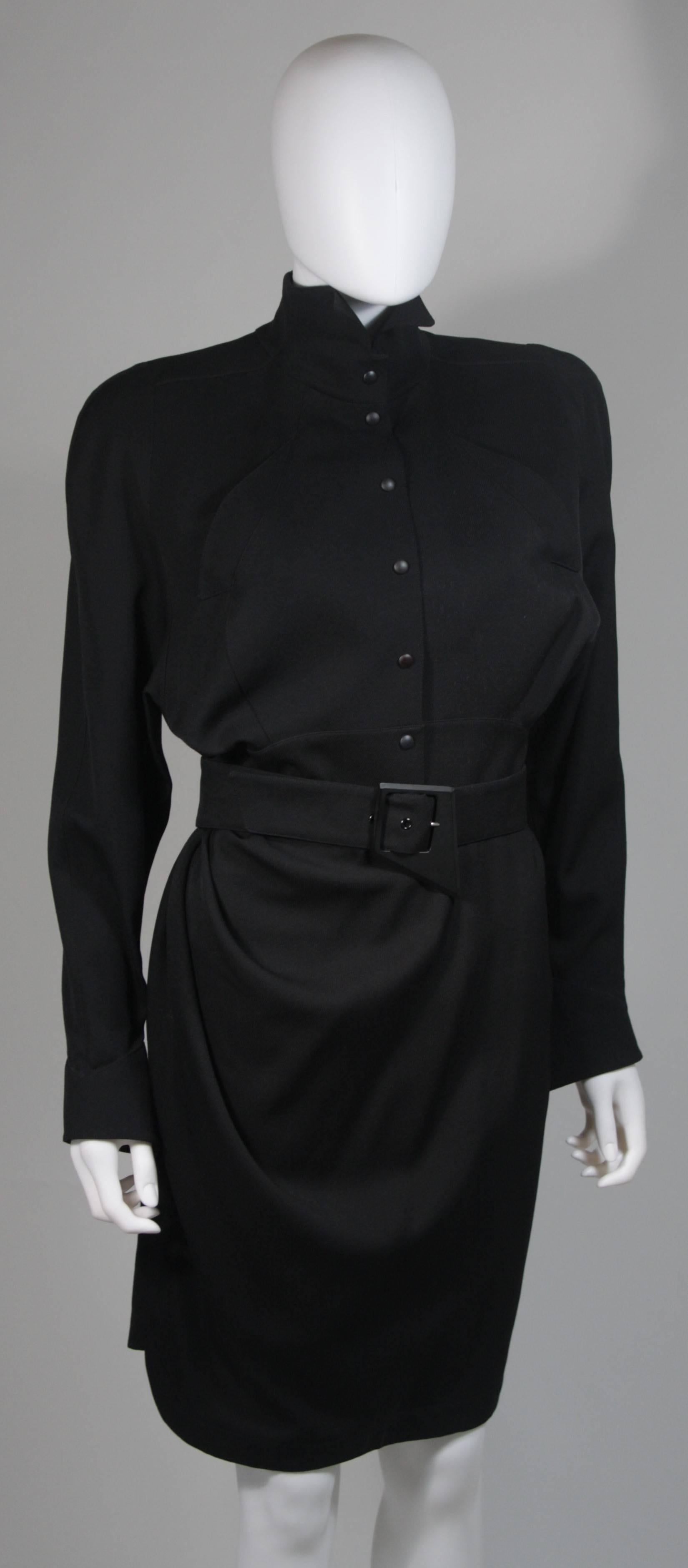 Thierry Mugler Black Wrap Style Dress Size Medium  For Sale 1