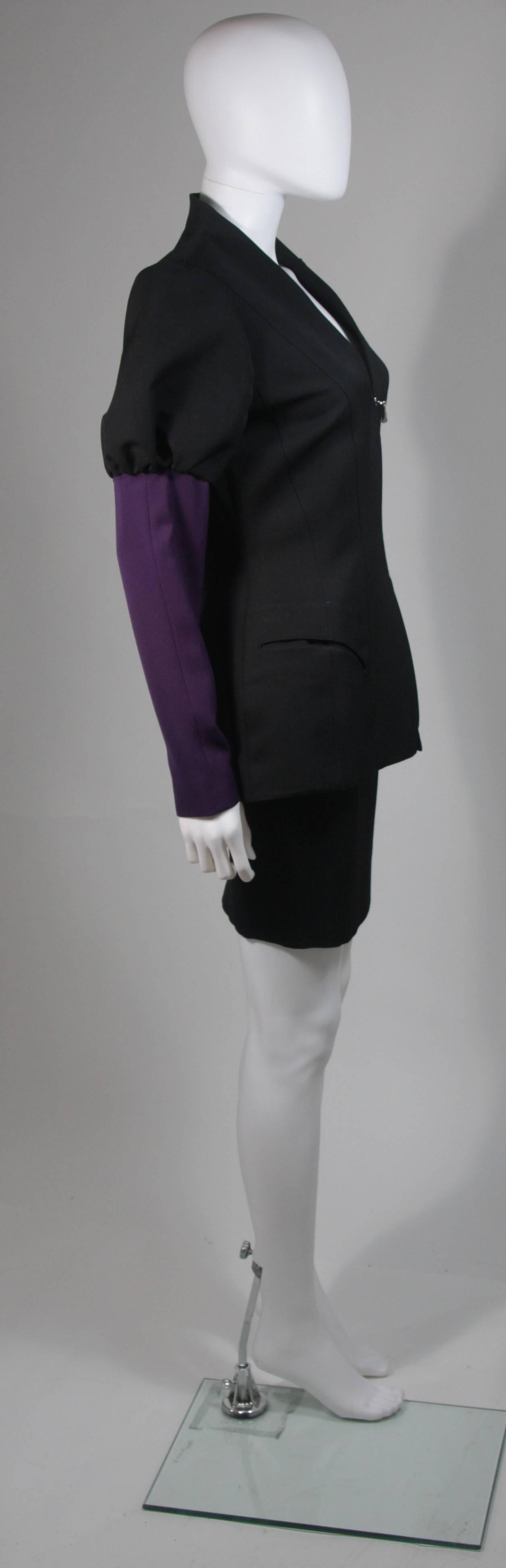 Women's Thierry Mugler Black and Purple Skirt Suit Size Small