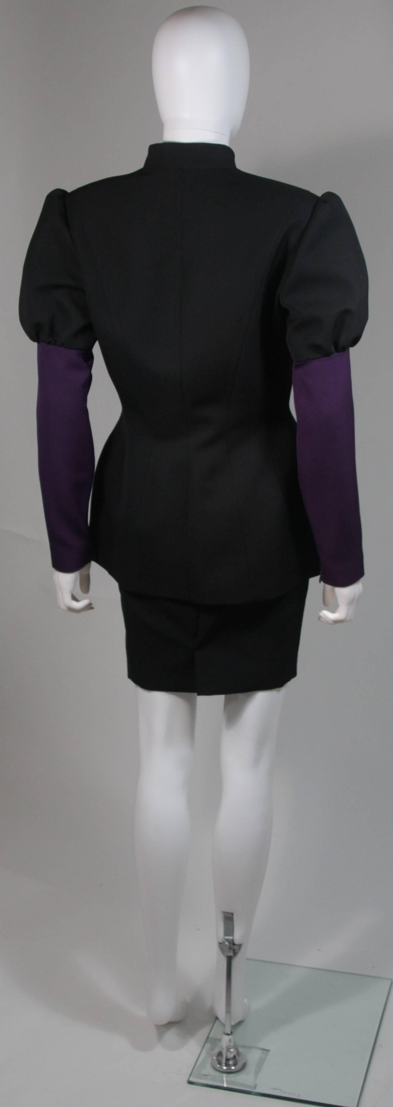 Thierry Mugler Black and Purple Skirt Suit Size Small 1