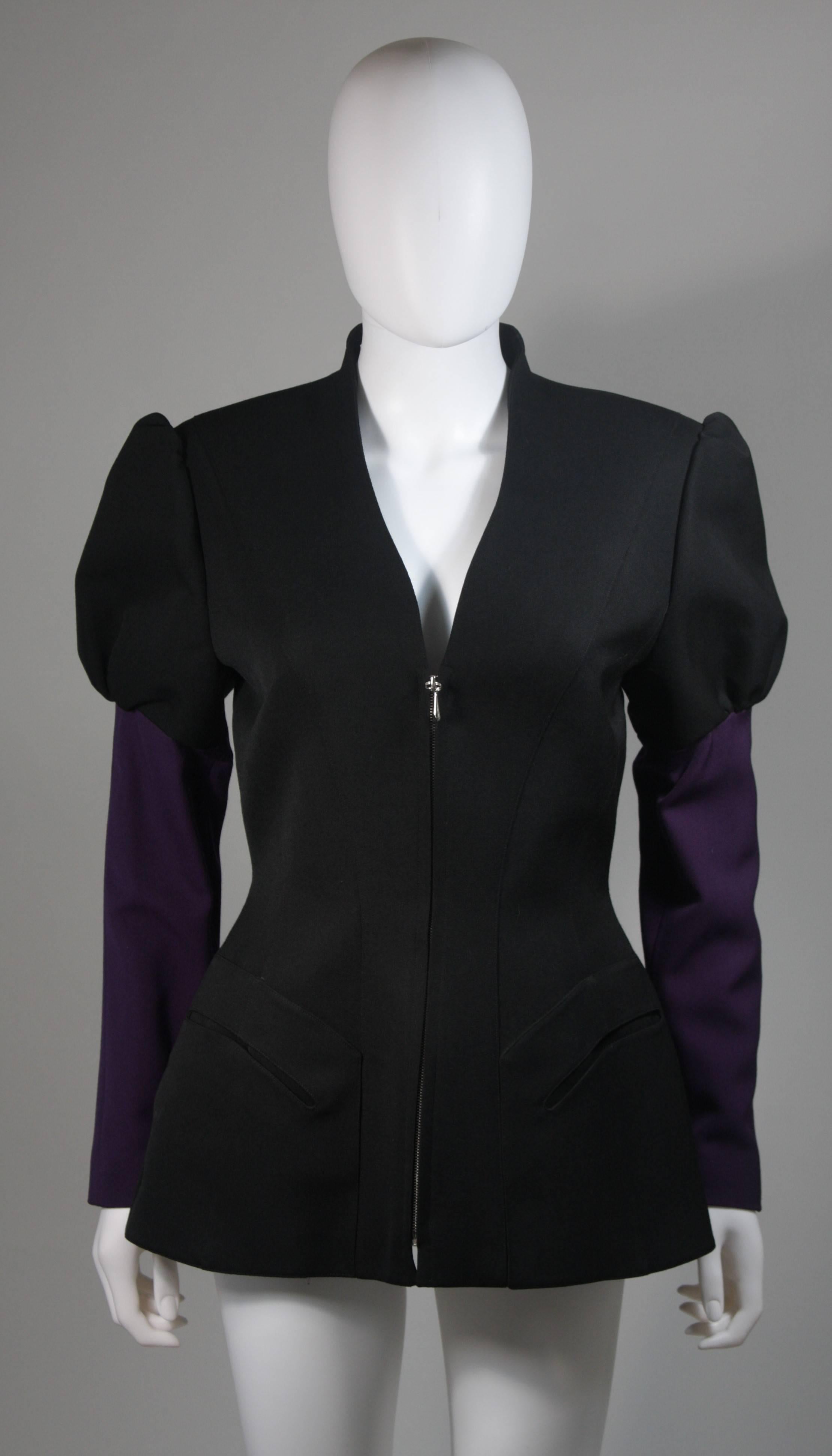 Thierry Mugler Black and Purple Skirt Suit Size Small 2