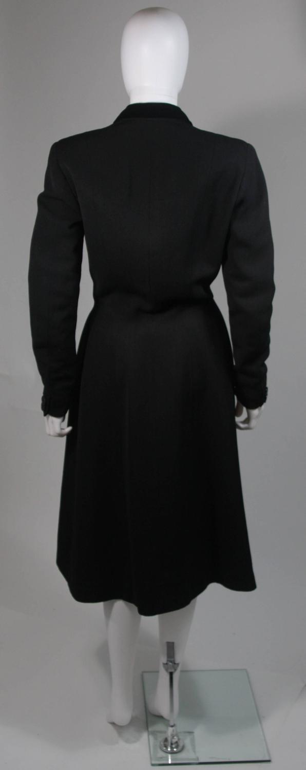 Hardy Amies Black Wool Coat with Velvet Trim Size Small For Sale at 1stdibs