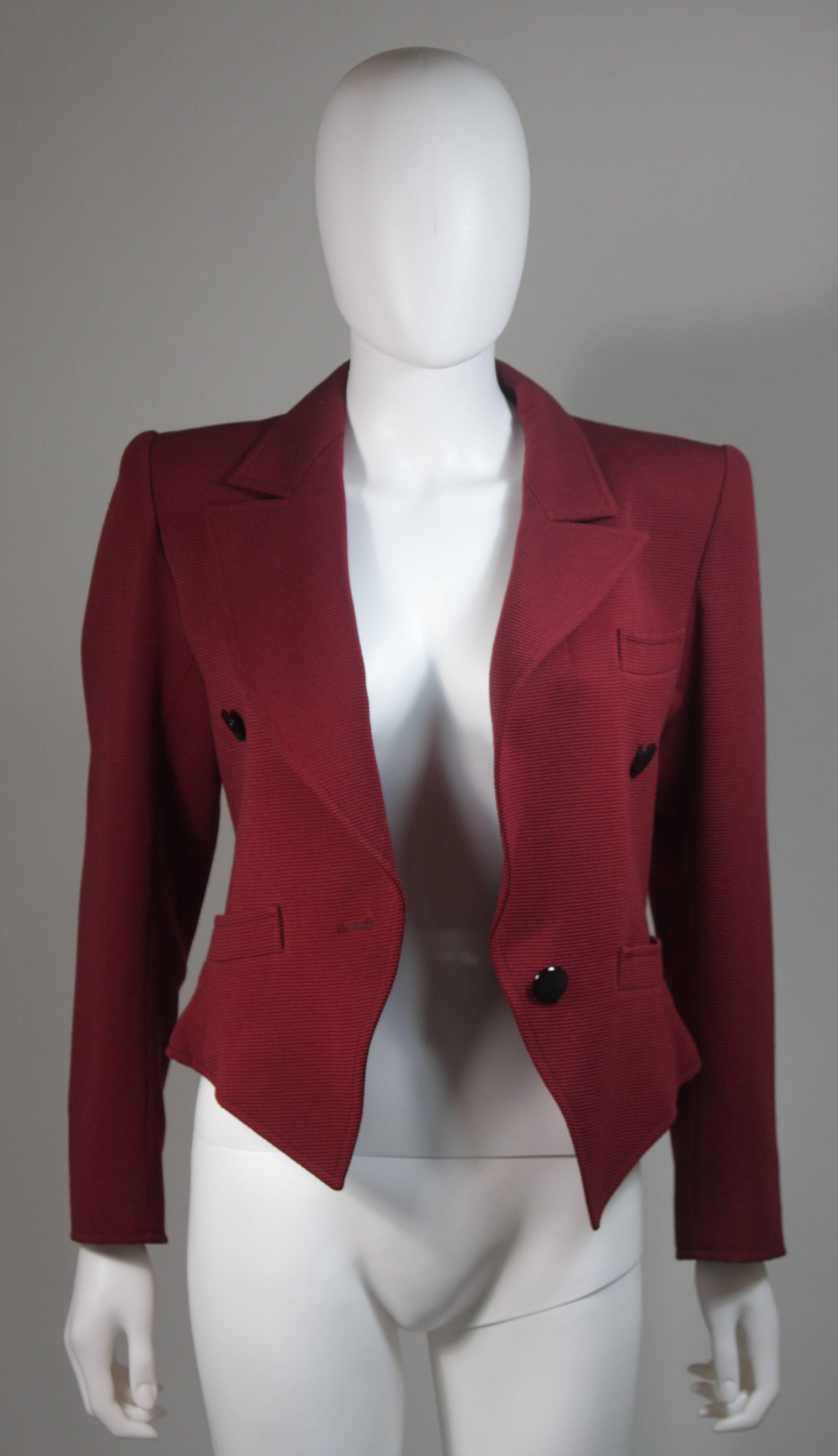 Yves Saint Laurent Rive Gauche Burgundy Jacket Size Small Medium In Excellent Condition In Los Angeles, CA