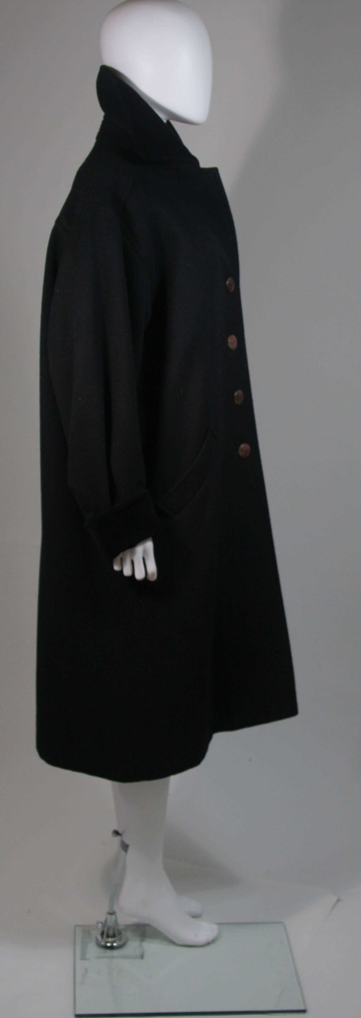 Yves Saint Laurent Rive Gauche Coat with Velvet Trim & Wood Buttons Size 44 2
