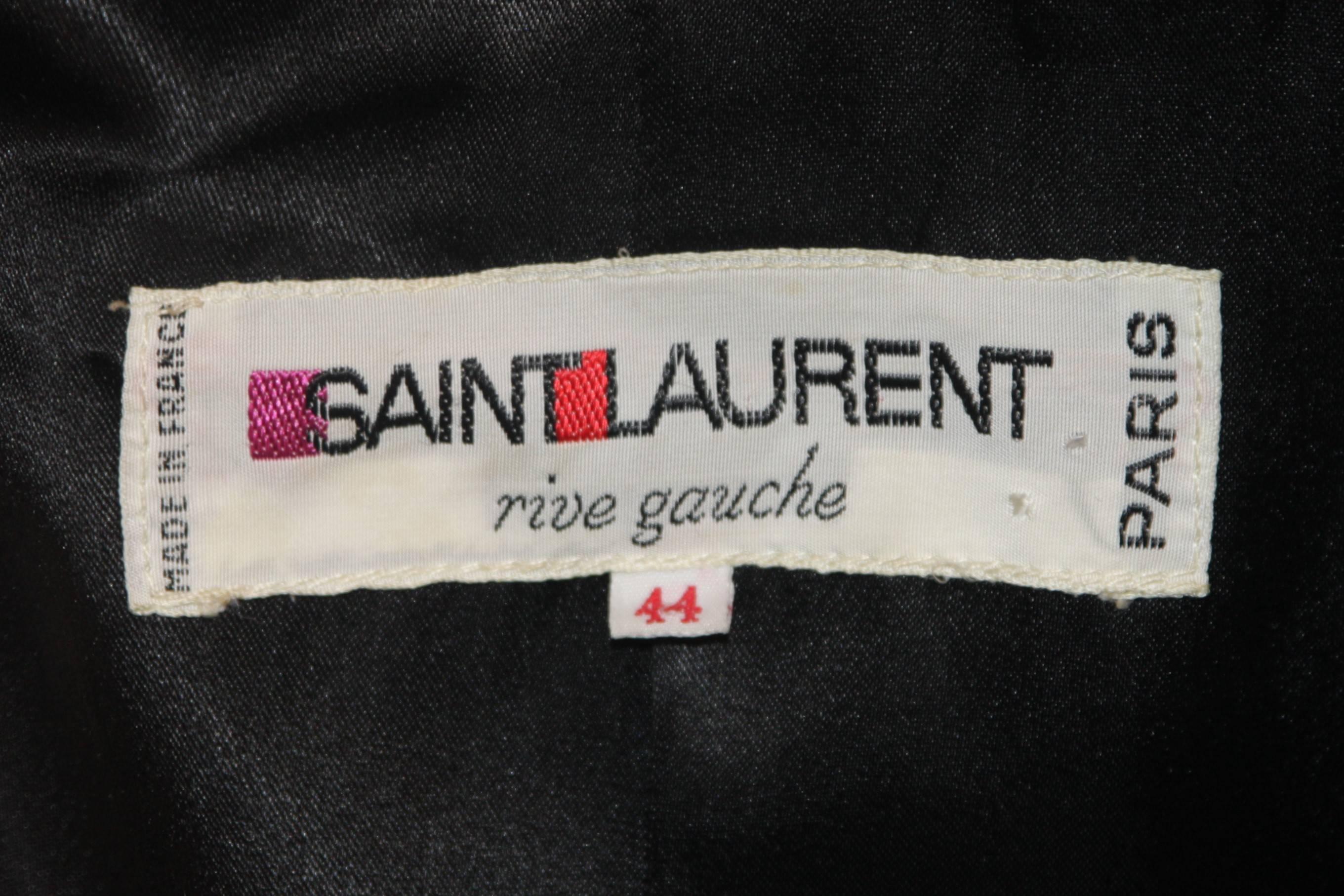 Yves Saint Laurent Rive Gauche Coat with Velvet Trim & Wood Buttons Size 44 5