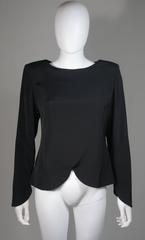 Galanos Black Silk Blouse with Drop Hem Size Medium Large