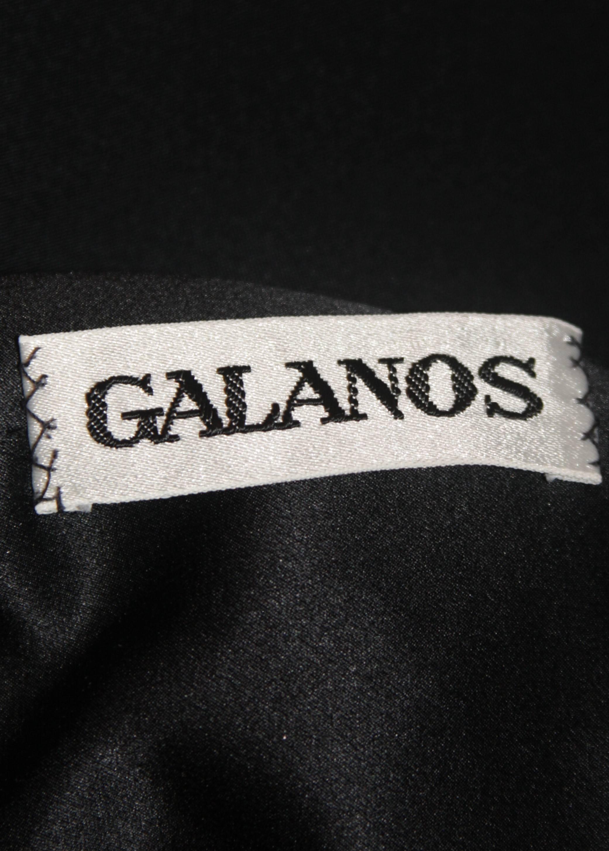 Galanos Blusa de Seda Negra con Dobladillo Caído Talla Mediana Grande en venta 2