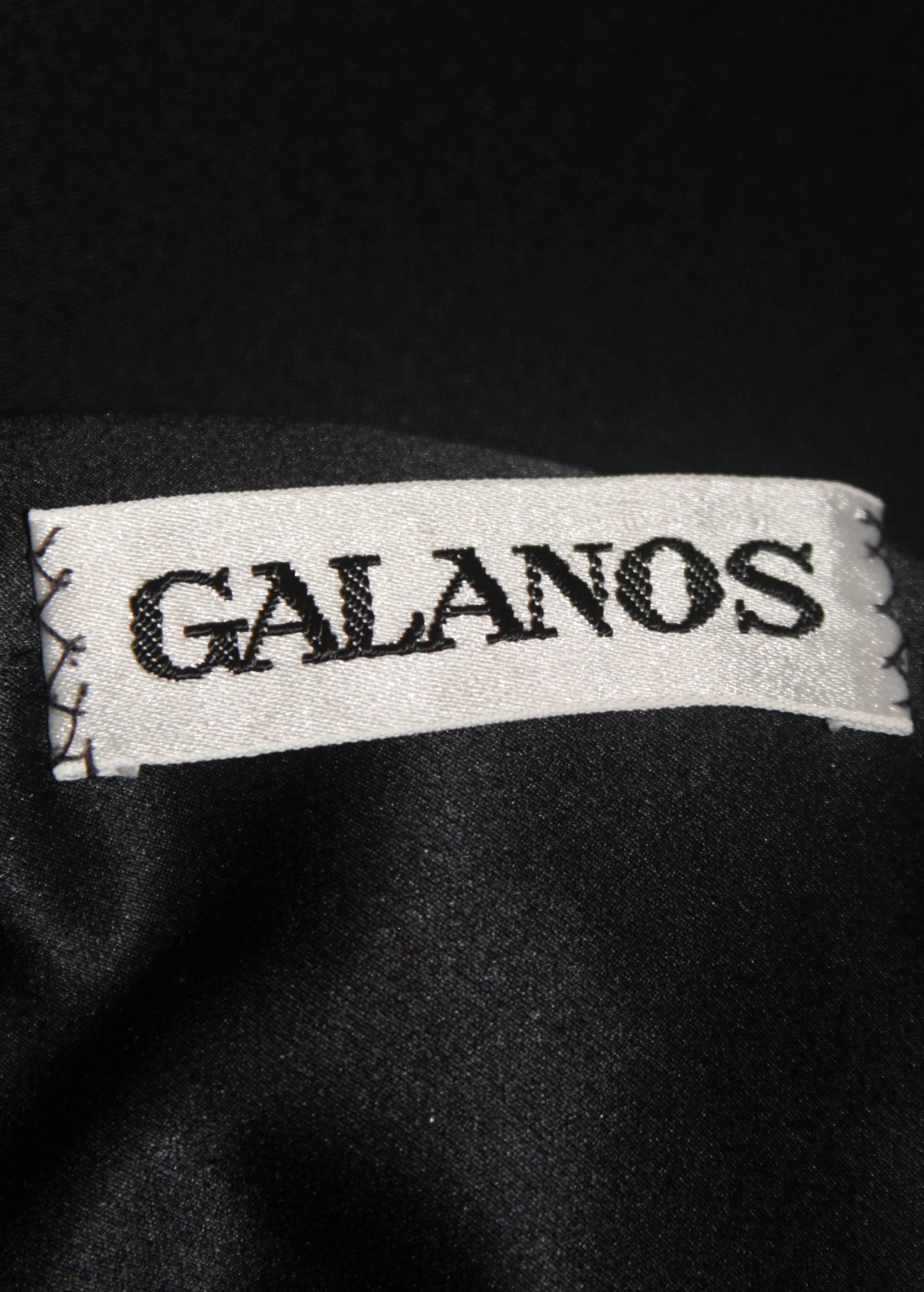 Galanos Black Silk Blouse with Drop Hem Size Medium Large For Sale 3