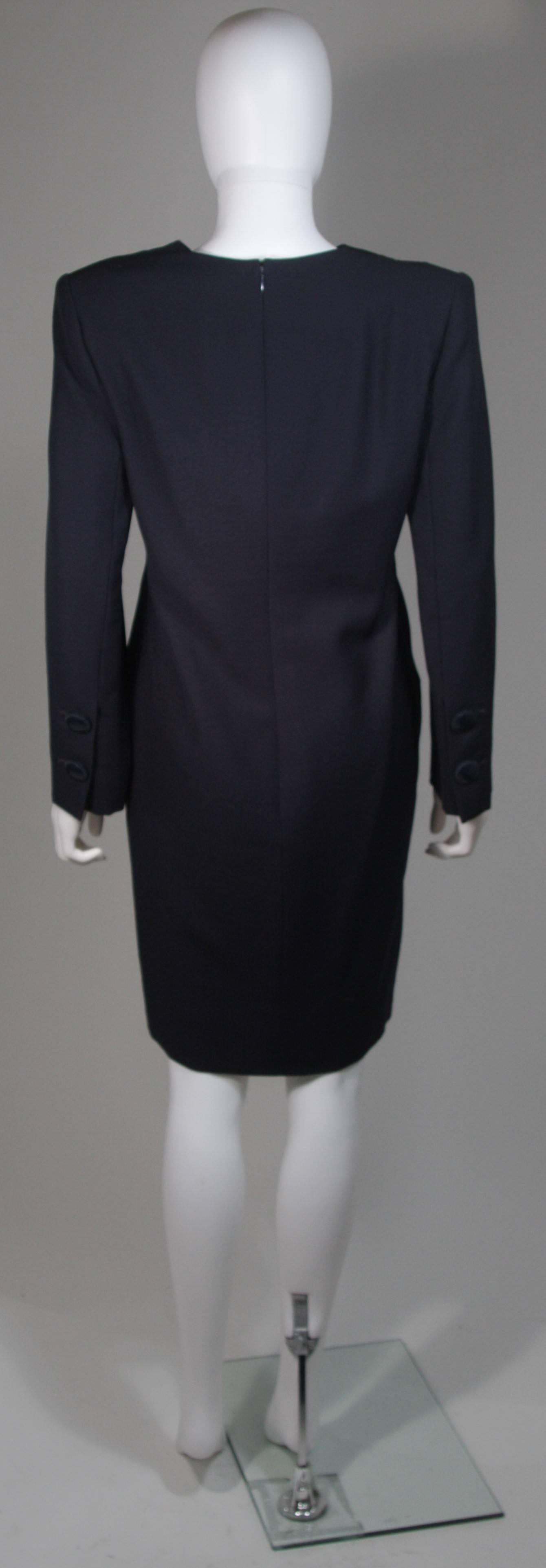Galanos Navy Silk Cocktail Dress with Geometric Design Size Small Medium For Sale 3