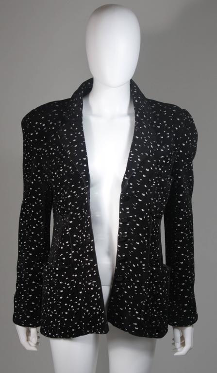Giorgio Armani Black and White Speckle Wool Blend Jacket with Piping