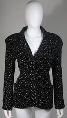 Giorgio Armani Black and White Speckle Wool Blend Jacket with Piping Size 46