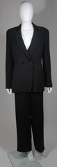 Giorgio Armani Black Silk Tuxedo Style Pant Suit Size 42