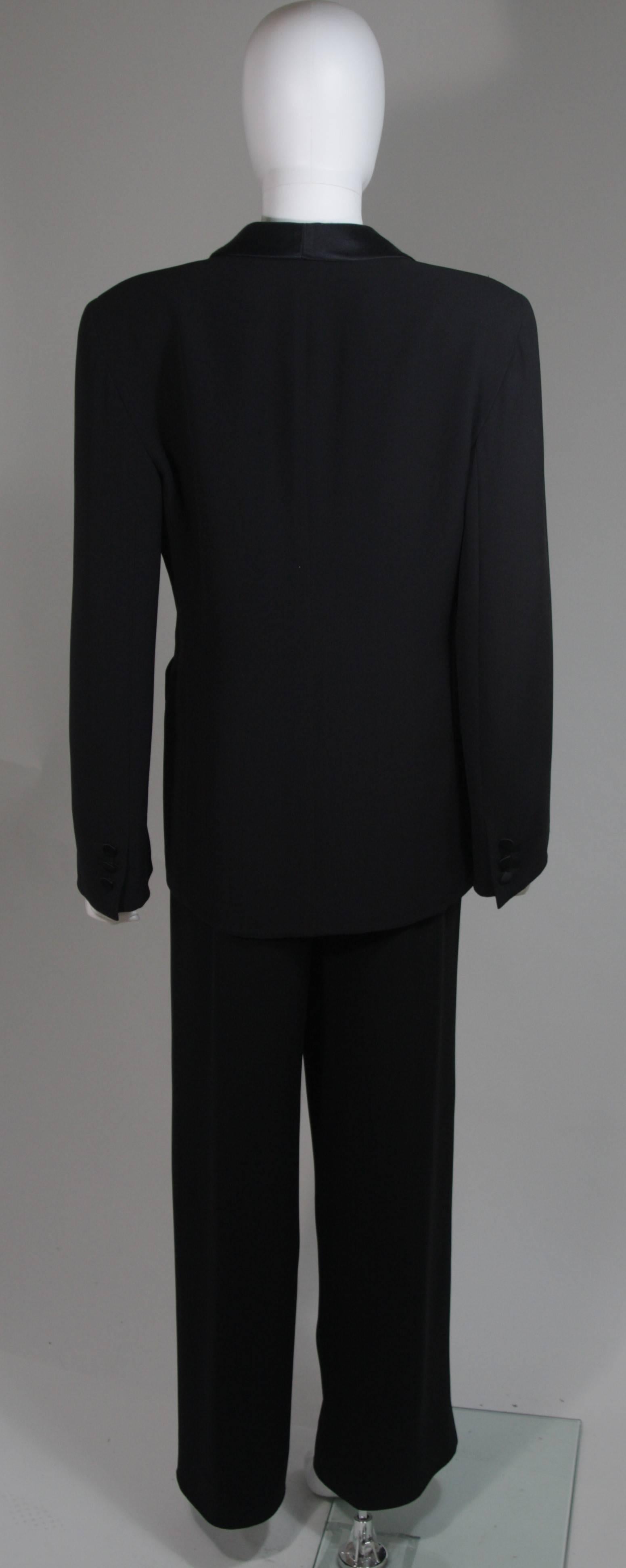 Giorgio Armani Black Silk Tuxedo Style Pant Suit Size 42 In Excellent Condition In Los Angeles, CA