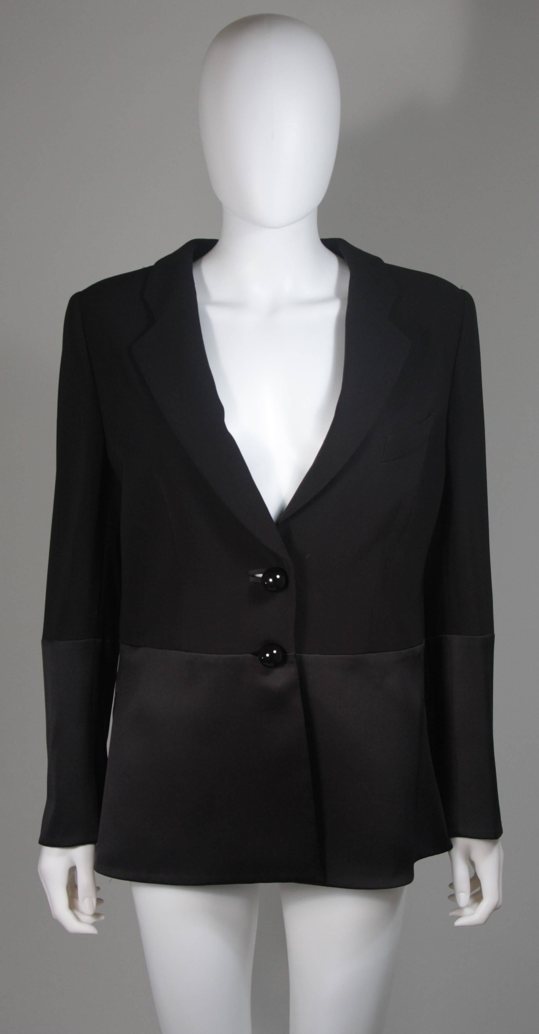 Giorgio Armani Tuxedo Style Black Silk Pant Suit with Satin Accent Size Large 2