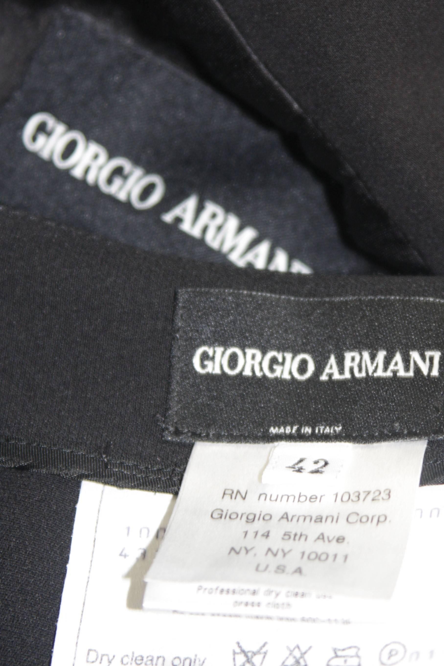 Giorgio Armani Tuxedo Style Black Silk Pant Suit with Satin Accent Size Large 4