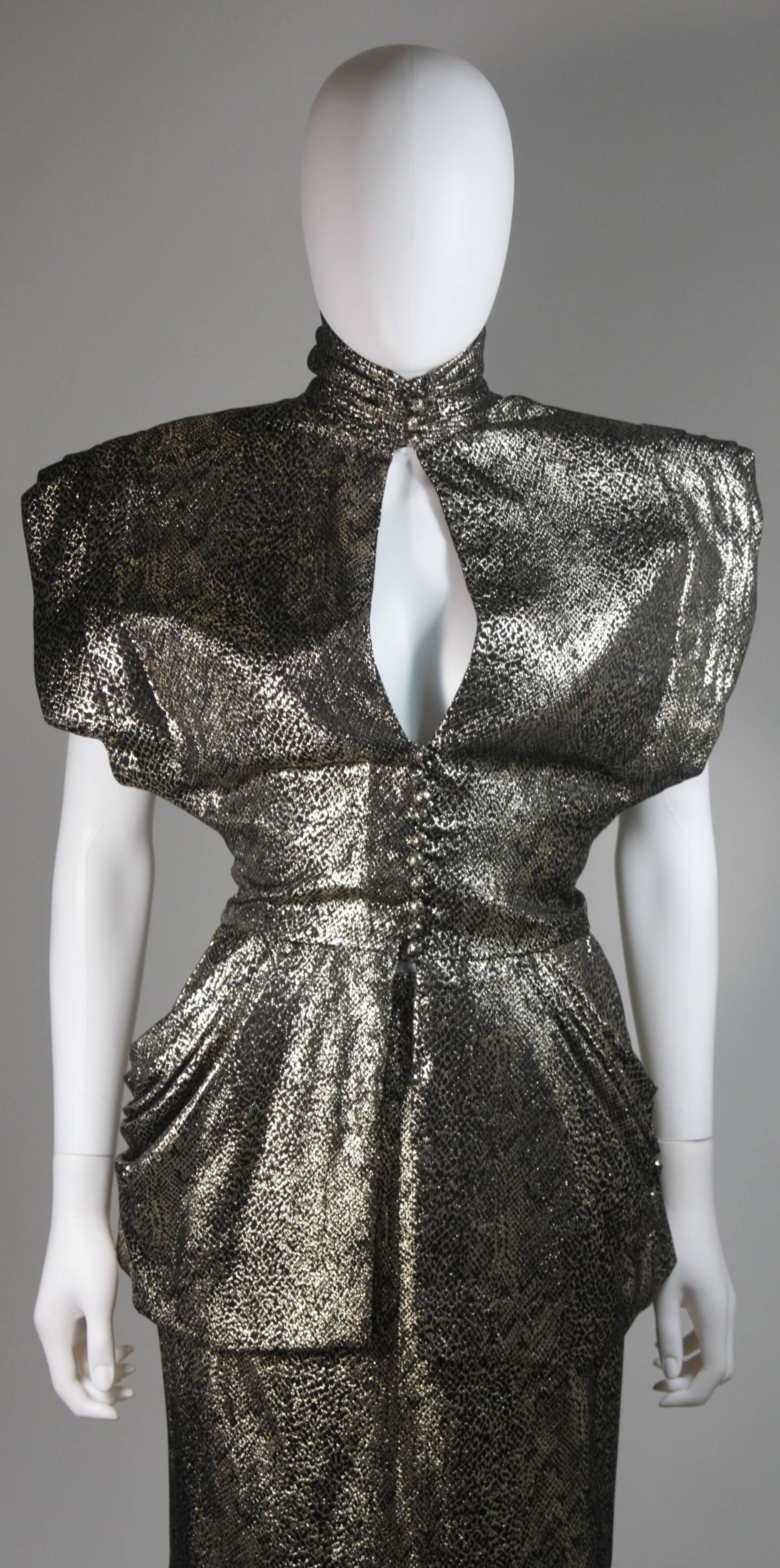 Vicky Tiel Gold Metallic with Black Evening Ensemble Size Small  In Excellent Condition In Los Angeles, CA
