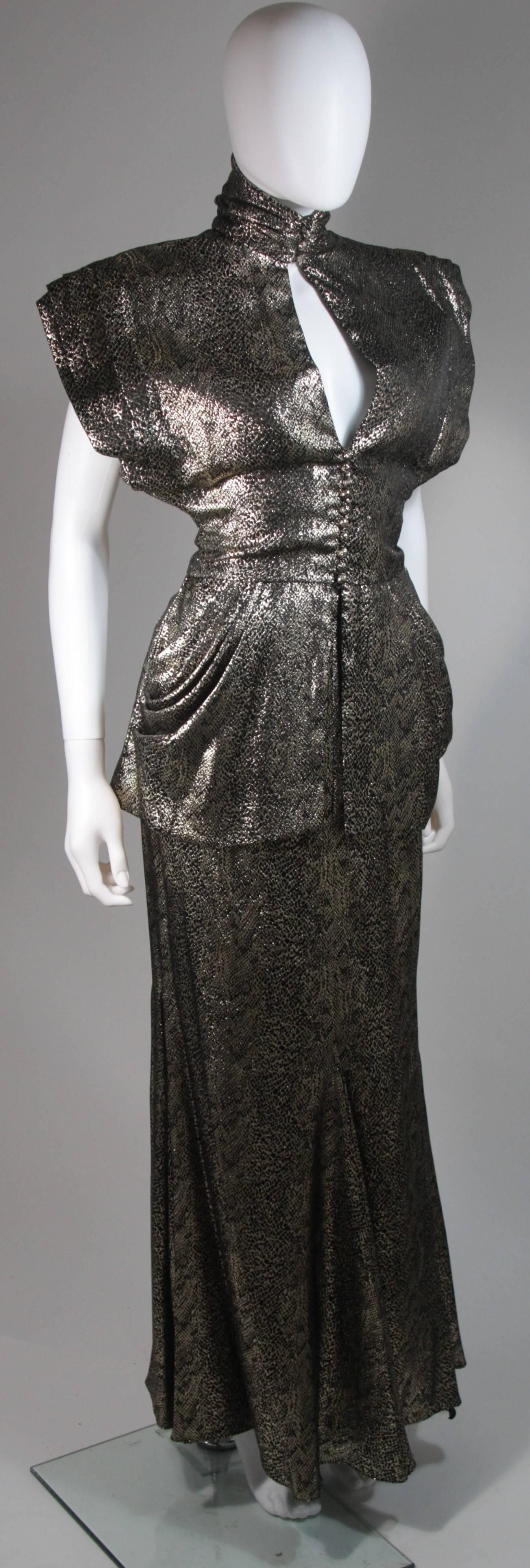 Women's Vicky Tiel Gold Metallic with Black Evening Ensemble Size Small 