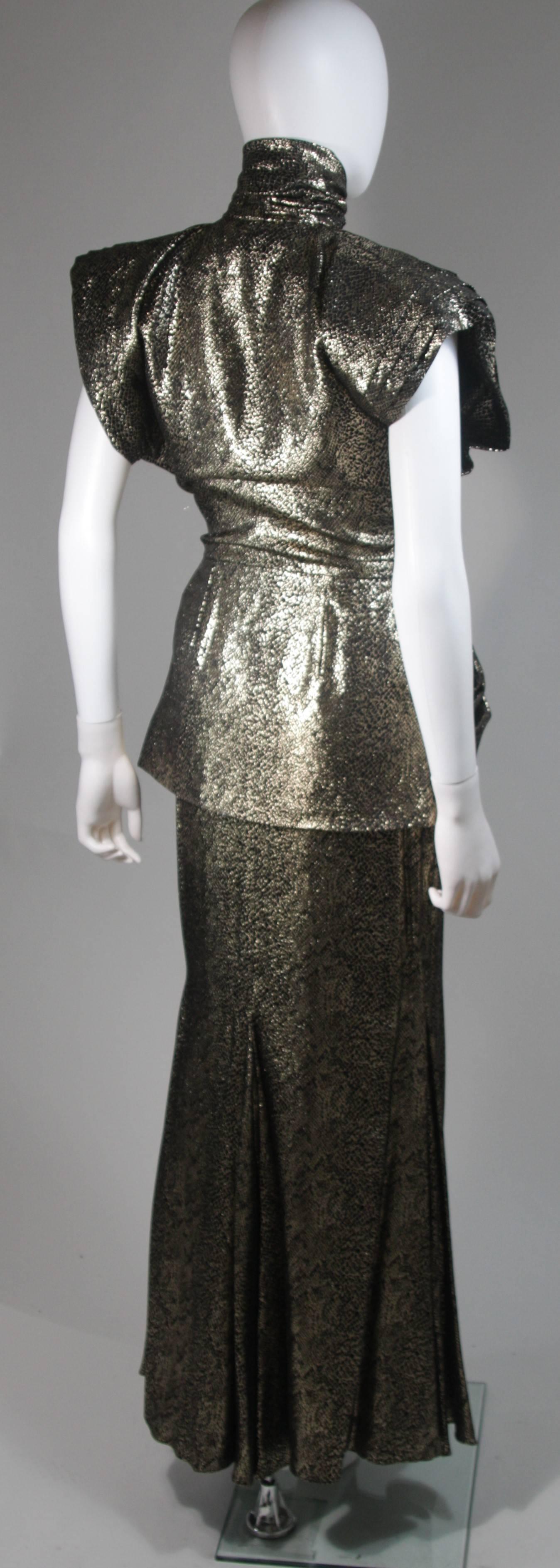 Vicky Tiel Gold Metallic with Black Evening Ensemble Size Small  2