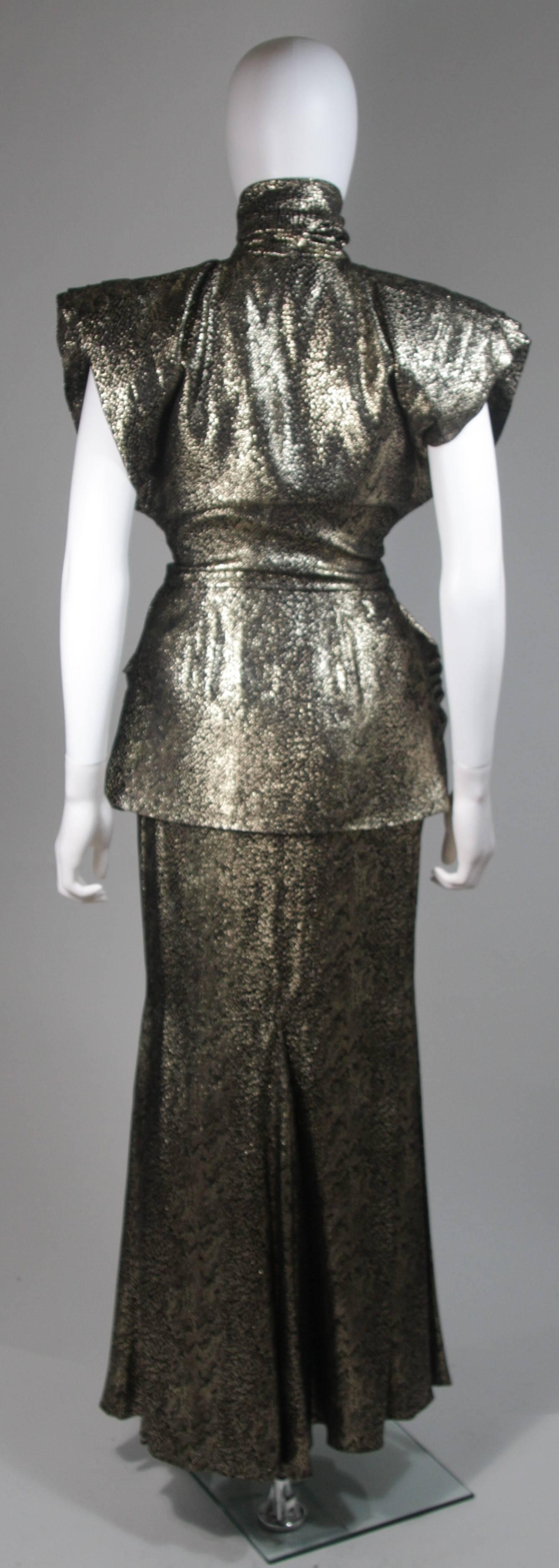 Vicky Tiel Gold Metallic with Black Evening Ensemble Size Small  3