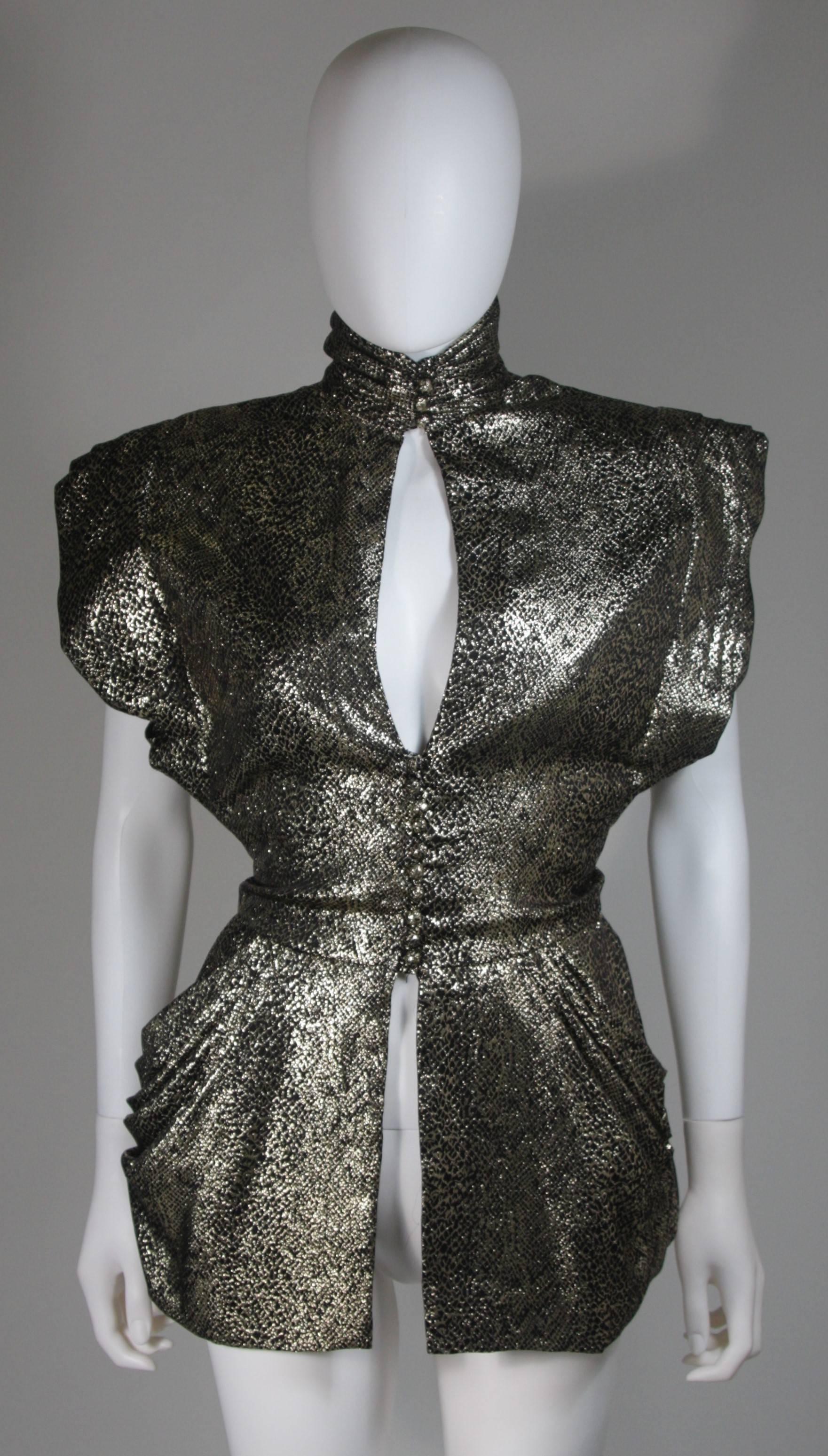 Vicky Tiel Gold Metallic with Black Evening Ensemble Size Small  4