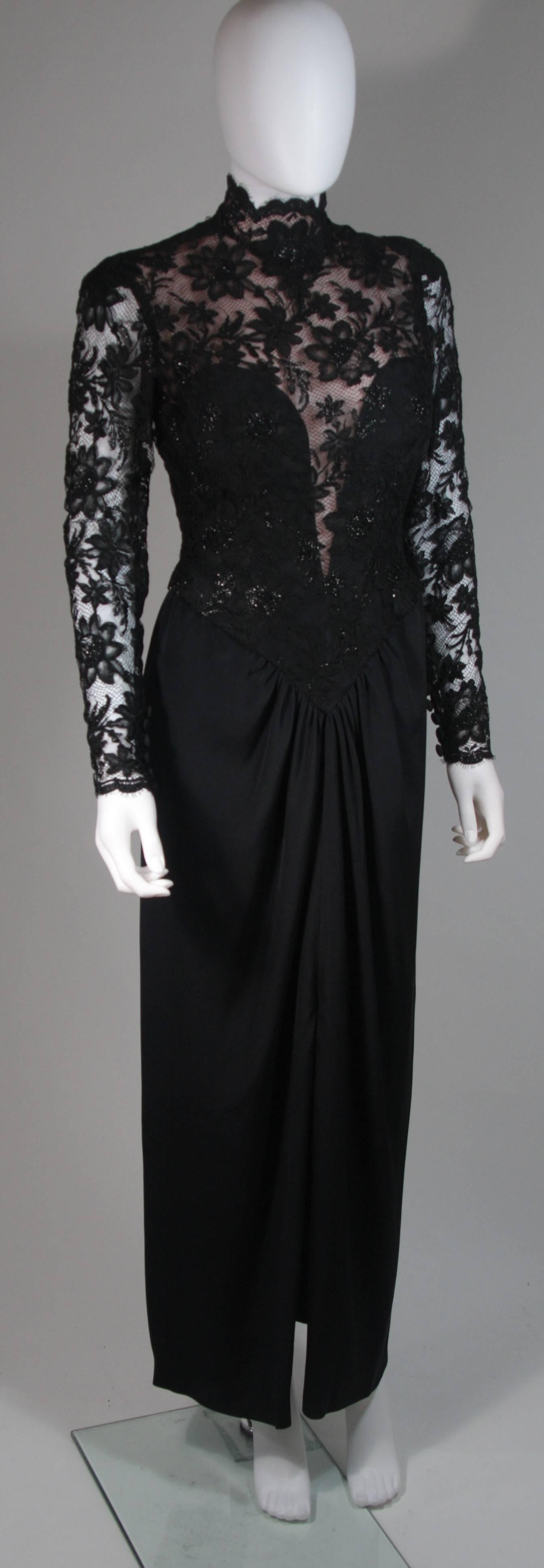Women's BOB MACKIE Black Lace Gown with Draped Jersey Size Small