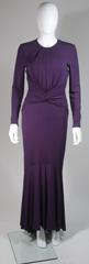 MICHAEL KORS Purple Stretch Jersey Draped Gown with Open Back Size 10