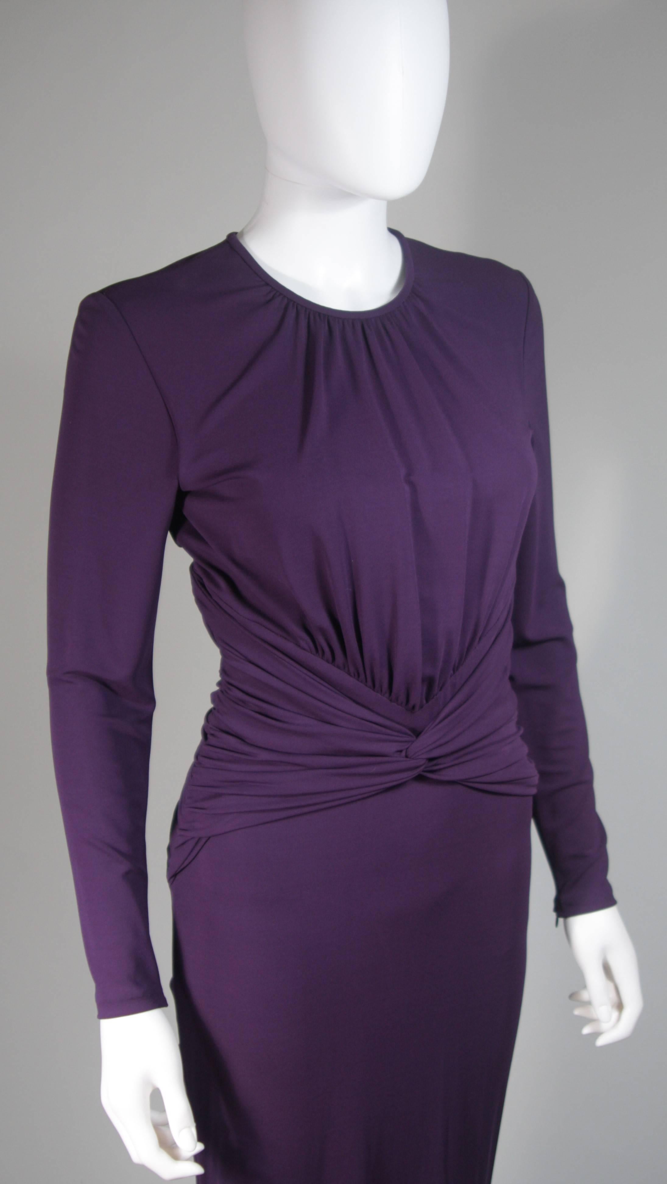 MICHAEL KORS Lila Stretch Jersey Drapiertes Kleid mit offenem Rücken Größe 10 Damen im Angebot