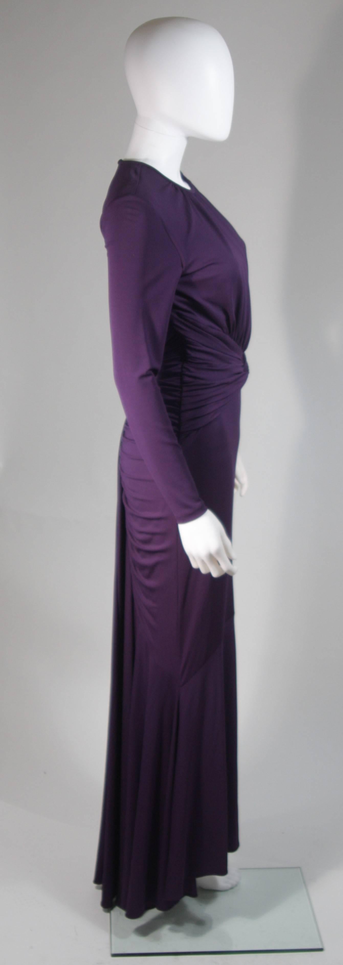 Black MICHAEL KORS Purple Stretch Jersey Draped Gown with Open Back Size 10 For Sale