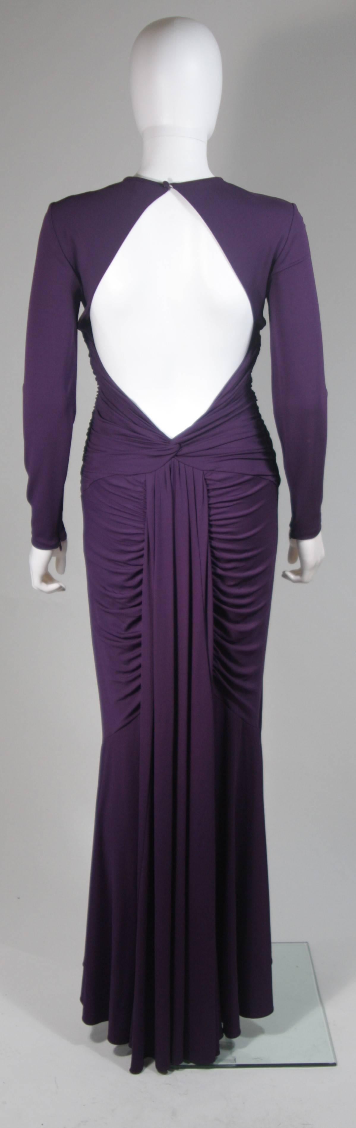 Women's MICHAEL KORS Purple Stretch Jersey Draped Gown with Open Back Size 10 For Sale