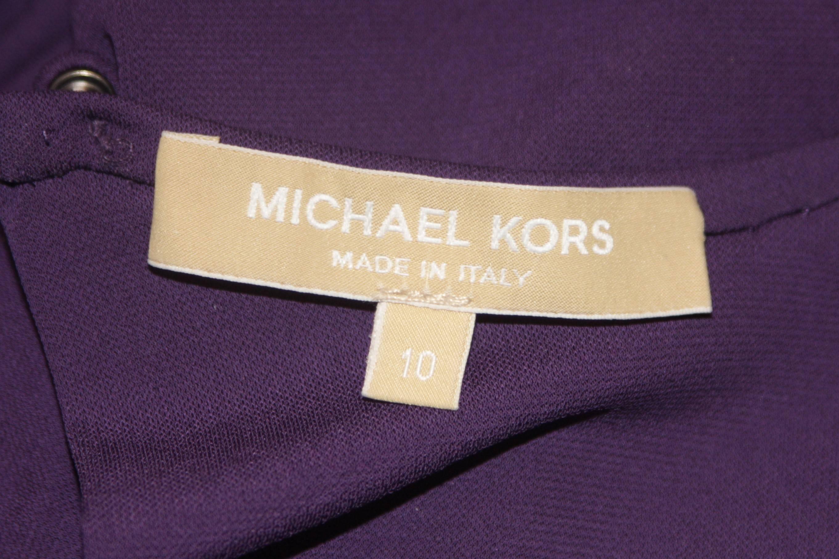 MICHAEL KORS Purple Stretch Jersey Draped Gown with Open Back Size 10 For Sale 1