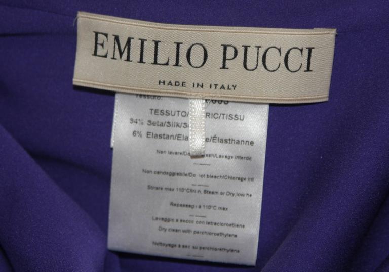 Emilio Pucci Purple Silk Long Sleeve Gown with Open Back Size Medium ...