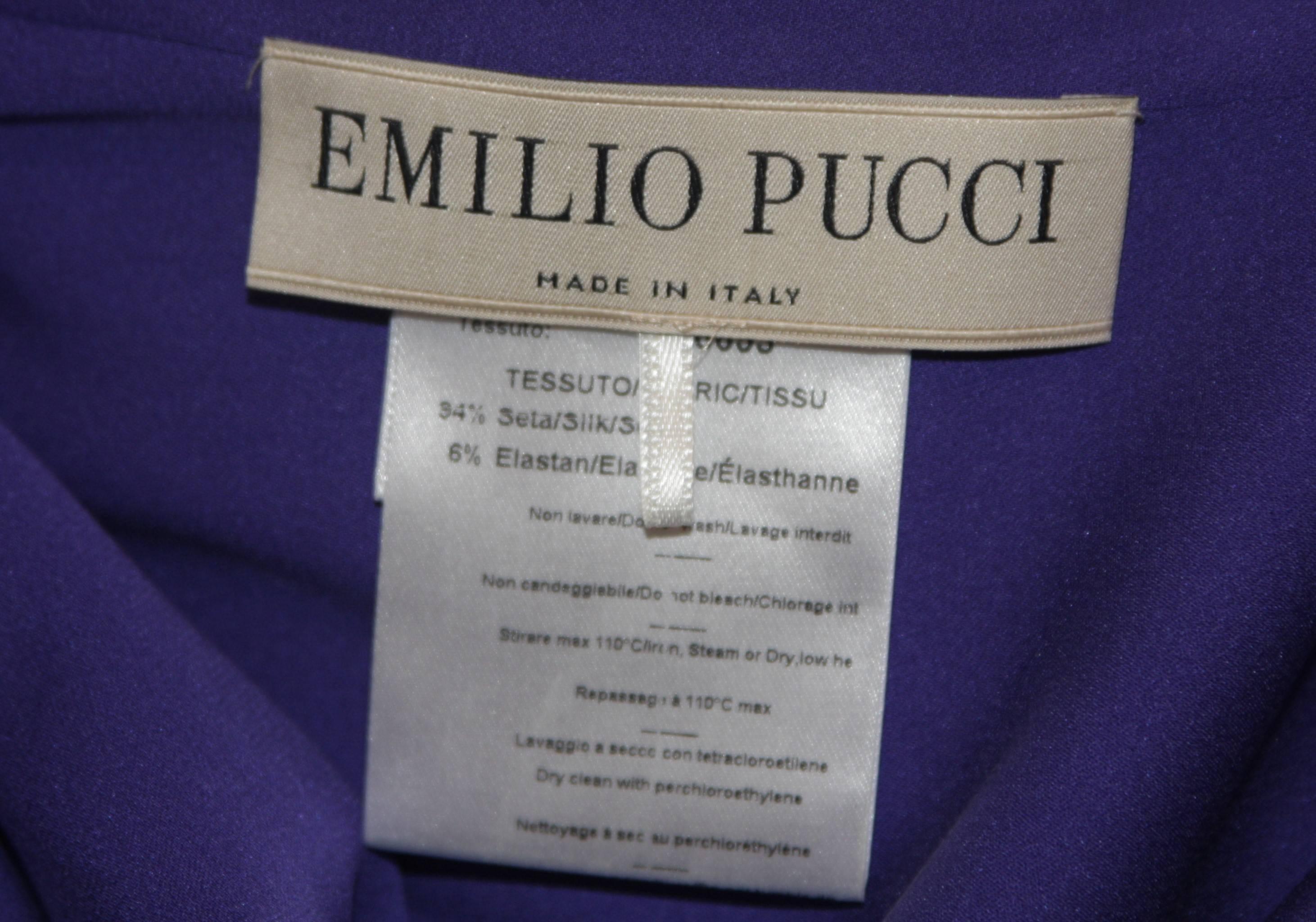 Emilio Pucci Purple Silk Long Sleeve Gown with Open Back Size Medium Large For Sale 1