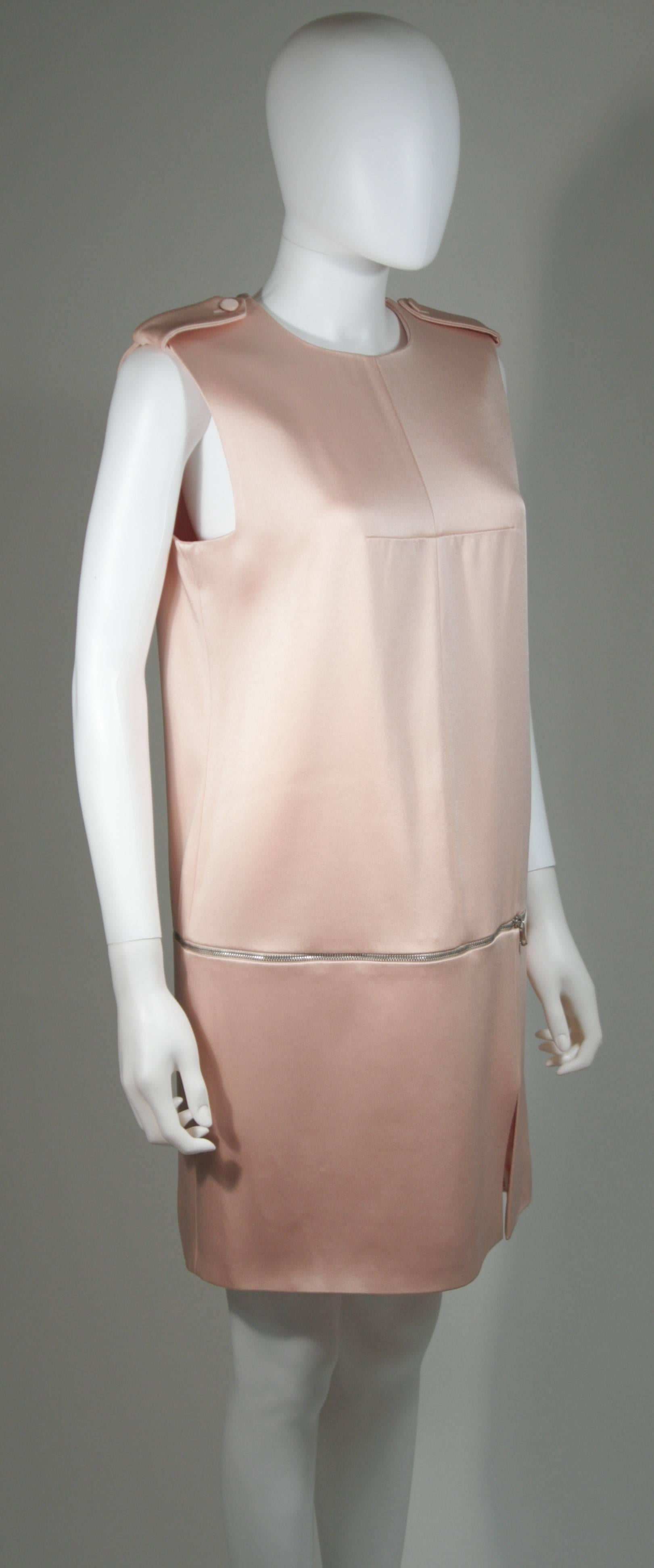 Beige Alexander McQueen Pink Silk Shift Dress with Zipper Detail Size 44 