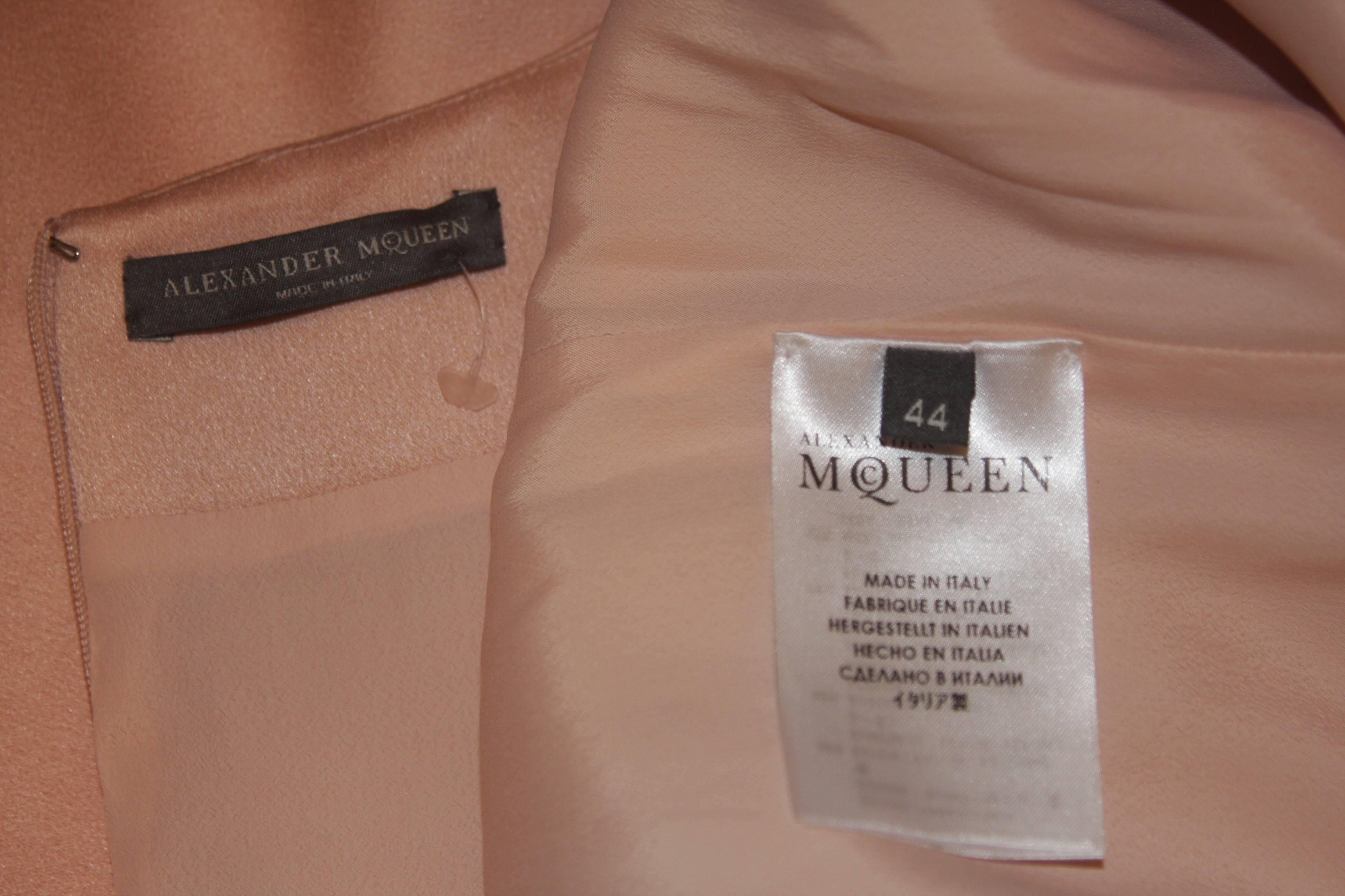 Alexander McQueen Pink Silk Shift Dress with Zipper Detail Size 44  3